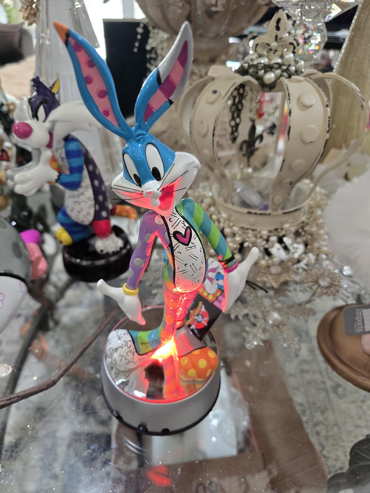 IFOLAINA Rotating Display Stand Led Light Base Colorful Lighted Spinning Statue Tumbler Display Platform for Cup Bowl Trophy Crystal Glass Art - Black customer photo 1