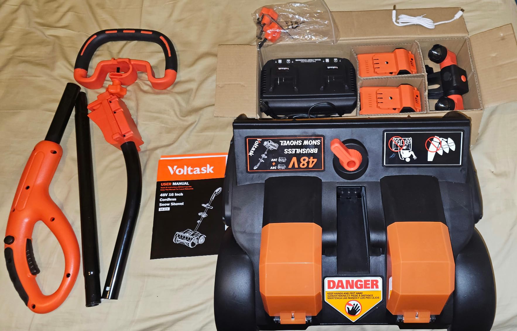VOLTASK Cordless Snow Shovel with Wheels, 48V | 16-Inch | 4-Ah Brushless Cordless Snow Blower, Battery Snow Blower with Directional Plate & LED Lights customer photo 2
