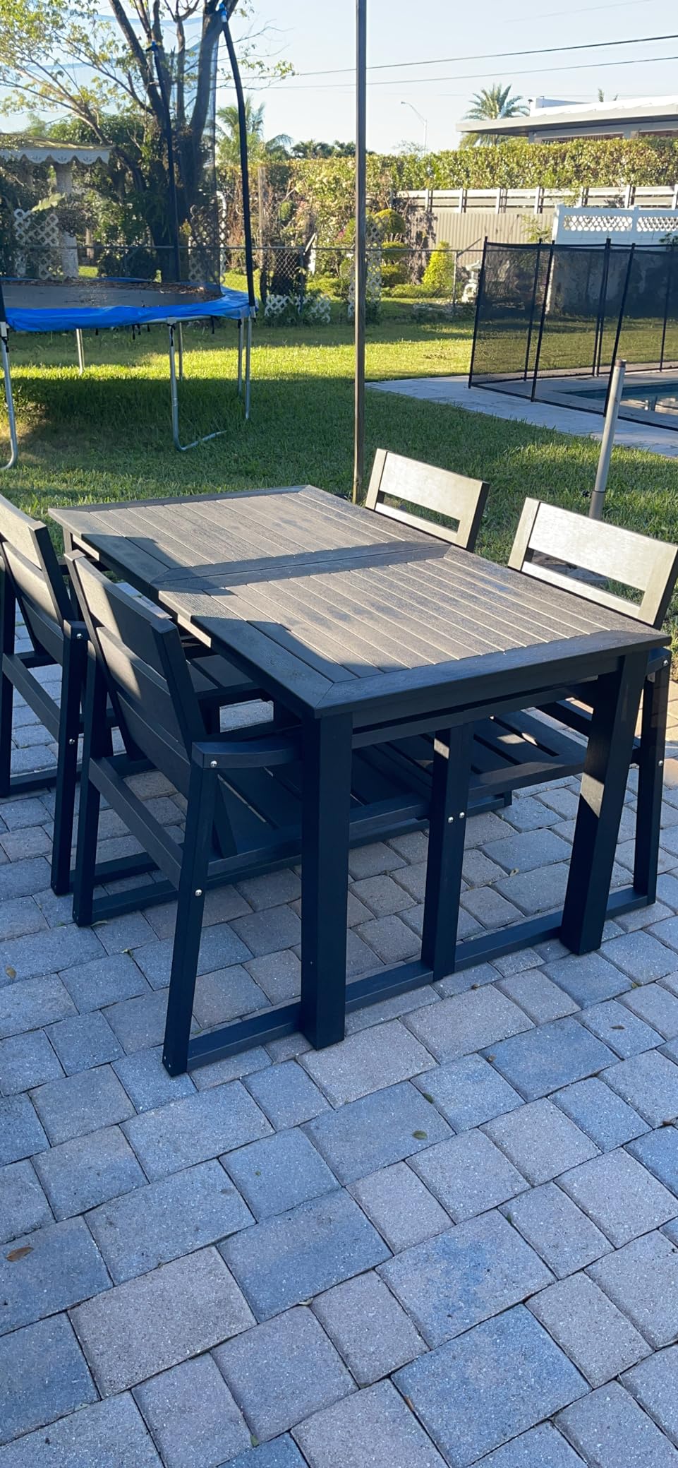 Cozyman Patio Table and Chairs Set, HDPS Outdoor Dining Set for 6, Patio Furniture for Deck, Poolside, and Backyard, Black customer photo 1