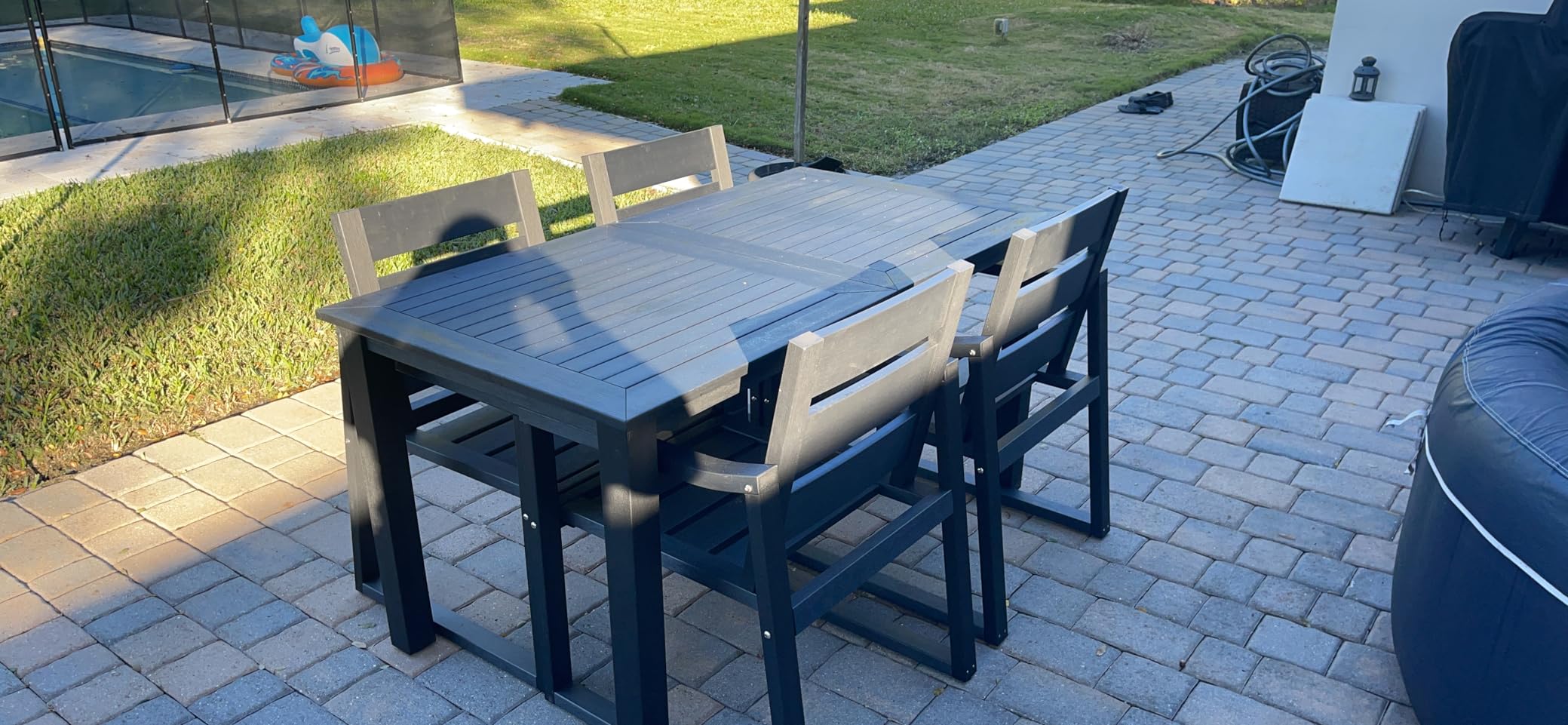 Cozyman Patio Table and Chairs Set, HDPS Outdoor Dining Set for 6, Patio Furniture for Deck, Poolside, and Backyard, Black customer photo 2