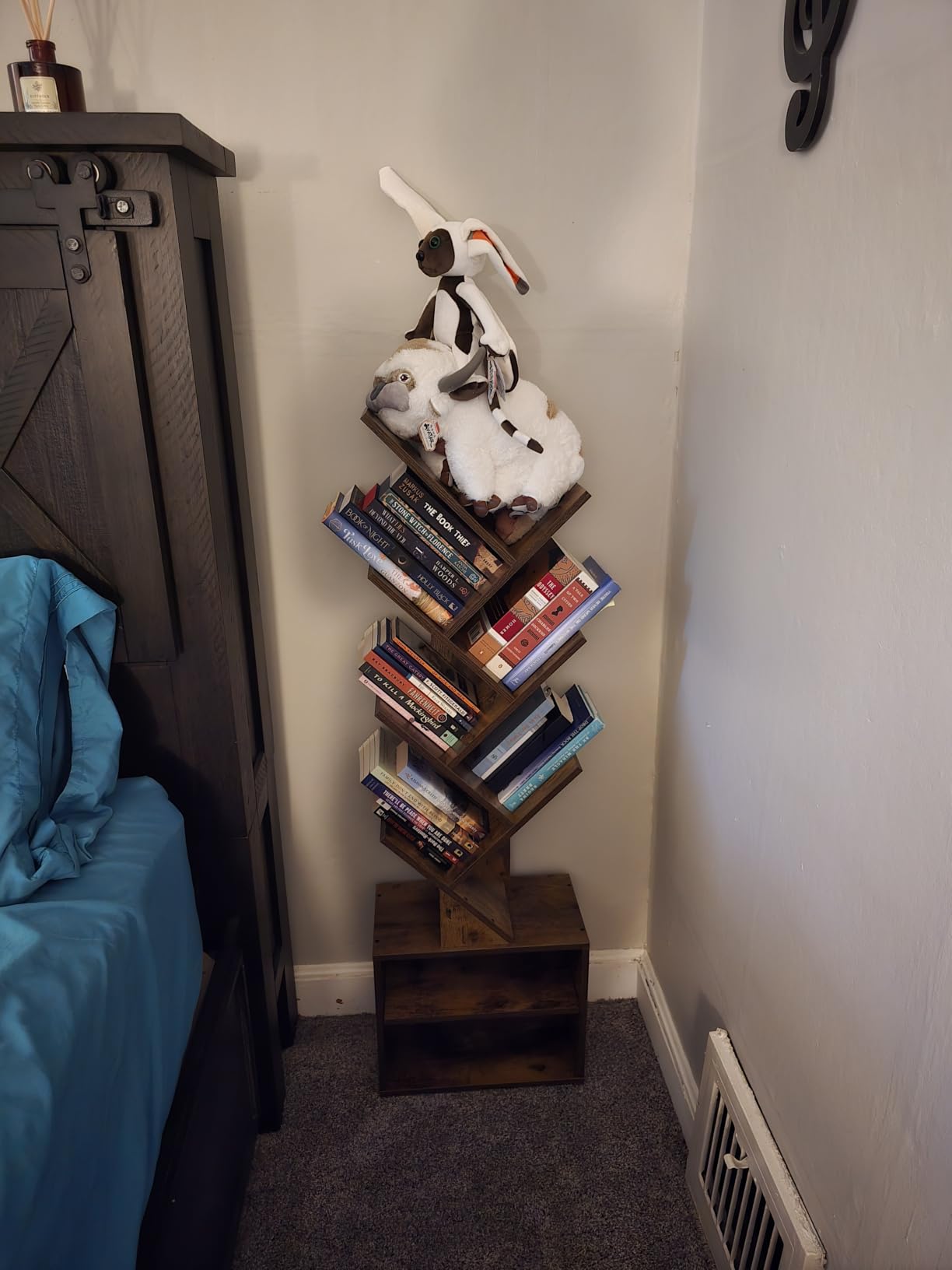 SUNMORY 6 Tier Tree Bookshelf, Small Bookcase with Storage Cabinet, Modern Tall Narrow Bookshelves Organizer, Rustic Brown customer photo 1