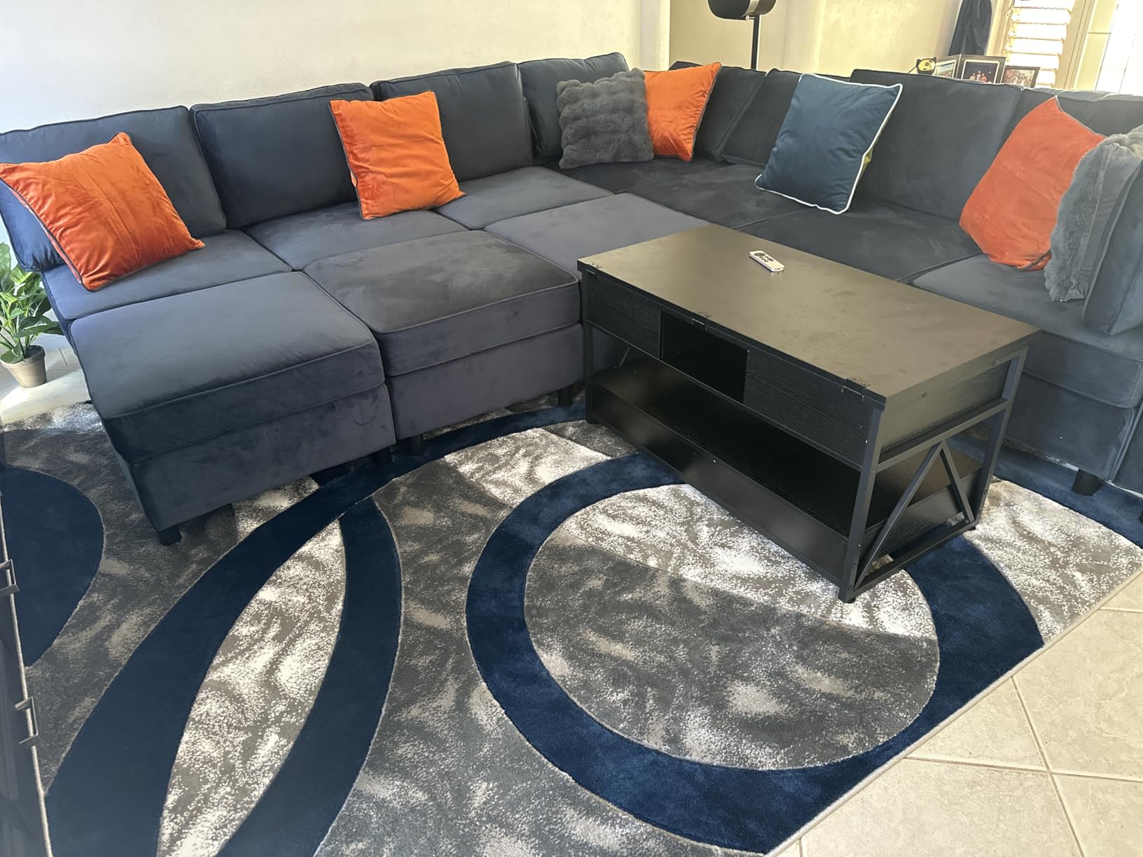 Belffin Modular Sectional Sofa with Storage Seat Oversized U Shaped Couch with Reversible Chaise Sofa Set with Ottoman, Velvet Grey customer photo 2