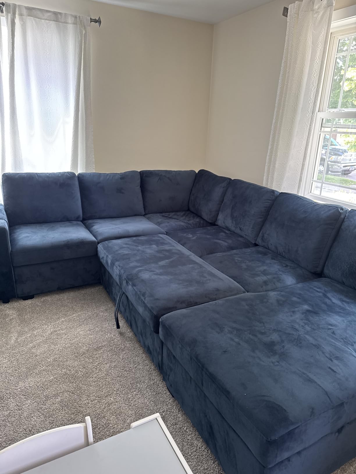 HONBAY Sectional Sleeper Sofa with Pull Out Bed U-Shape Sectional Couch with Storage Chaise 6 Seater Sleeper Sectional Sofa Bed, Velvet Black customer photo 2