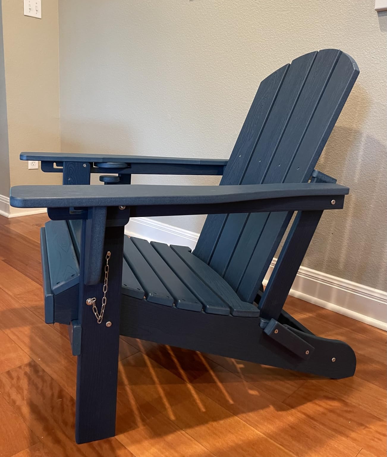 SERWALL Folding Adirondack Chair Set of 2, Adjustable Adirondack Chair with 3 Recline Positions, All Weather HDPE Outdoor Adirondack with Cup Holders, Blue customer photo 1