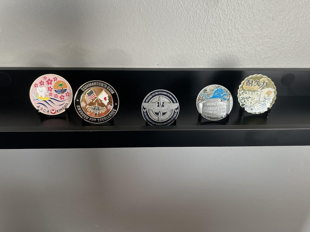 Military Challenge Coin Display Stand - Solid Metal with Anodized Finish - US Vet. Business (Two Pack Silver) customer photo 1