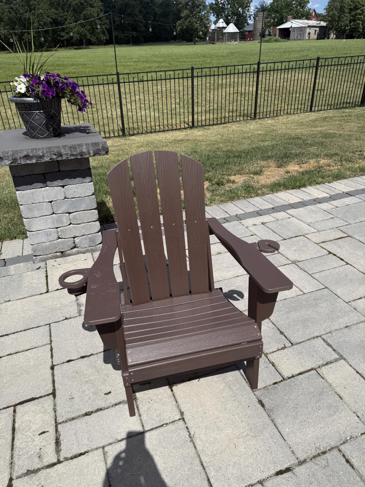 SERWALL Foldable Adirondack Chair Set of 2, HDPE Adirondack Chair with Wood-Texture-Gray customer photo 1