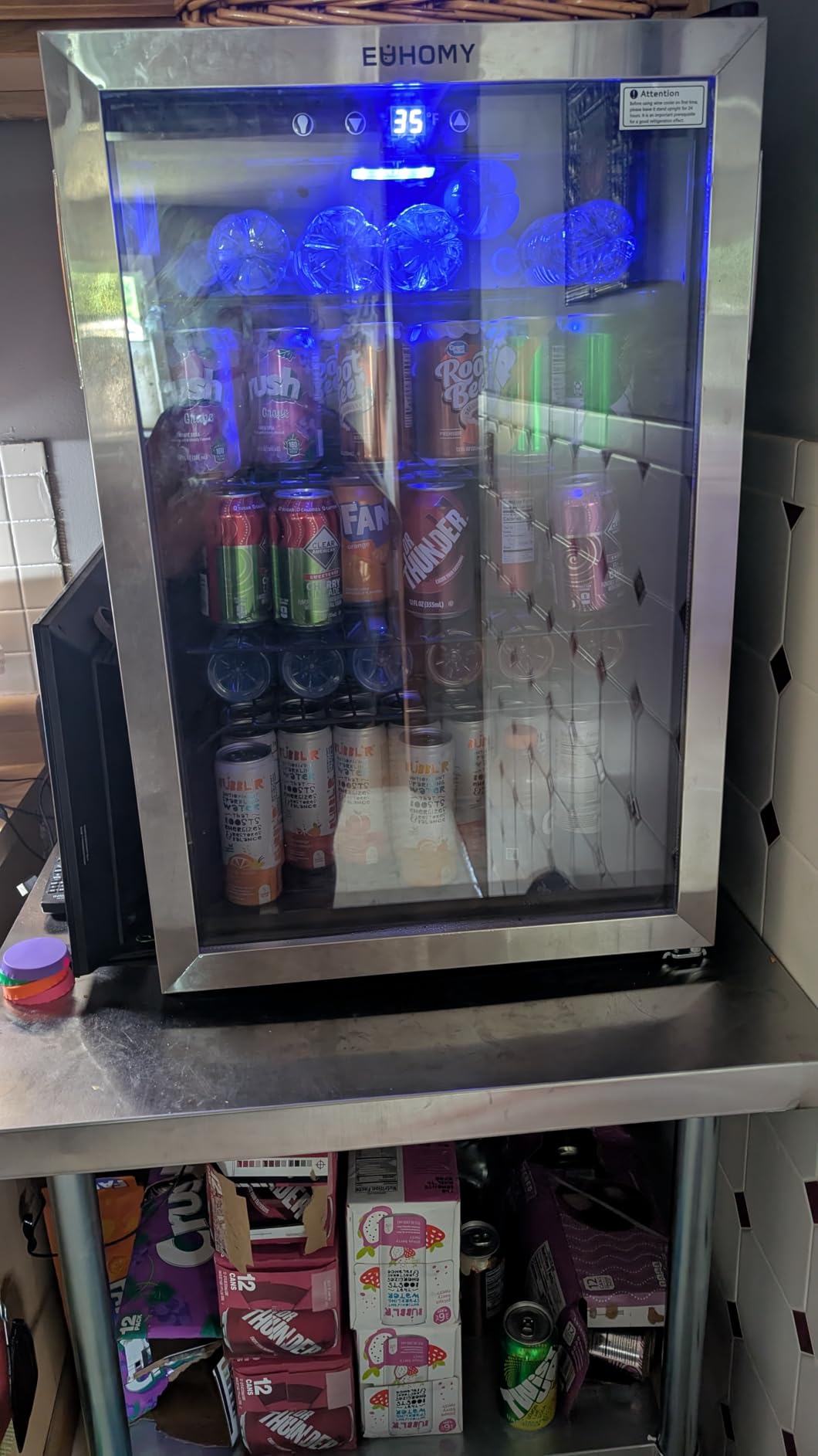 EUHOMY 48 Can Beverage Refrigerator Cooler - Mini Fridge Glass Door for Beer Drinks Wines, 1.3 cu.ft customer photo 1