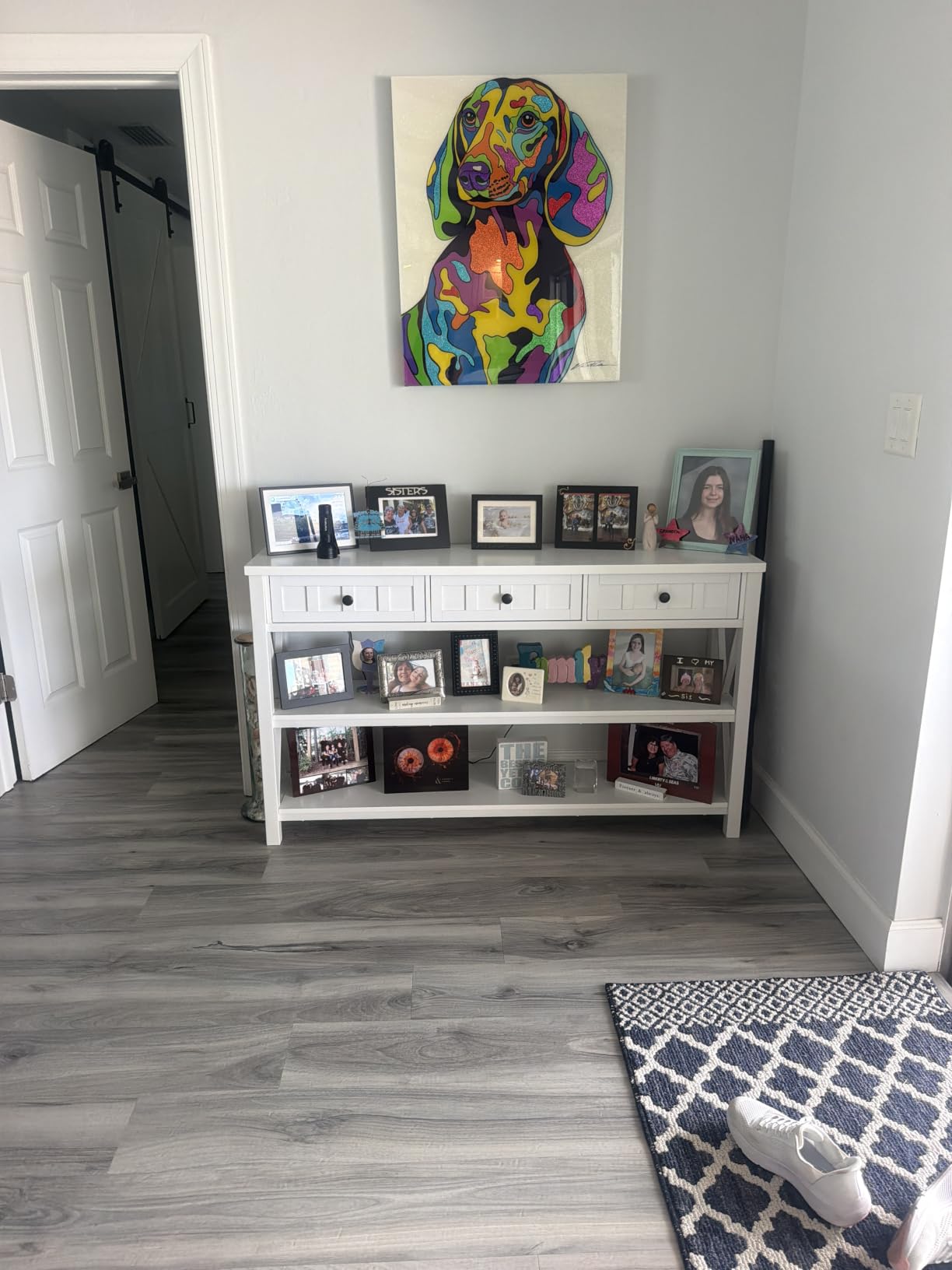 FATORRI Console Table for Entryway, Wood and Metal Sofa Table with 3 Drawers for Living Room, Farmhouse Hallway Tables and Modern Couch Tables Behind Sofa, 54.72 Inch Long, White Oak customer photo 1