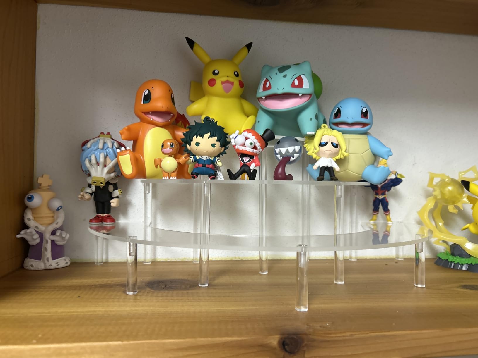 HENABLE Acrylic Display Risers, 3 Tier Clear Cupcake Perfume Stand Organizer, Half Moon Dessert Stand for Display, Food, Amiibo Funko POP Figure (2half customer photo 1