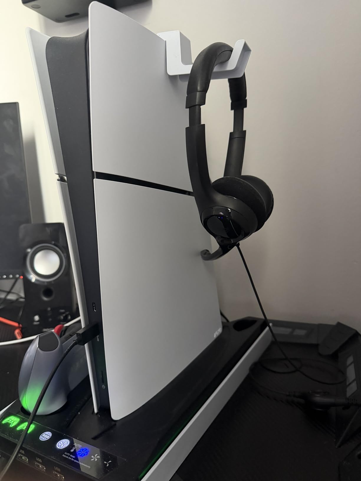 PS5/Slim/Pro Stand for Disc & Digital Console, PS5 Cooling & Charging Station with RGB Lights, PS5 Controller Charger Built-in 3 Level & AUTO Adjustable Fan, Accessories for PlayStation 5 Cases customer photo 1