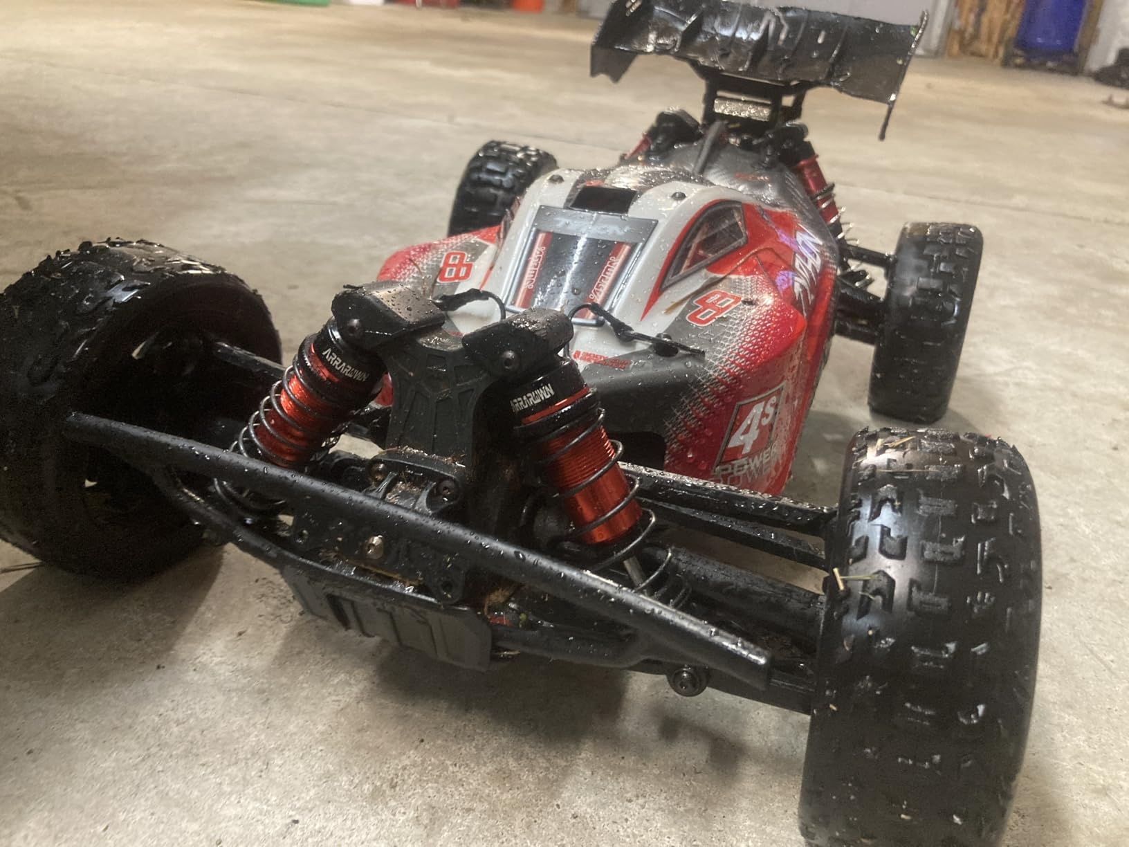 RC Shock Absorbers, 4PCS 1/8 110mm RC Car Front Shocks Set Adjustable Shocks Compatible with 1/8 Arrma Typhon 6S, FS Racing,Team Losi Racing,HSP DHK HPI Redcat ZD Racing Truck Buggy Truggy (Red&Black) customer photo 1