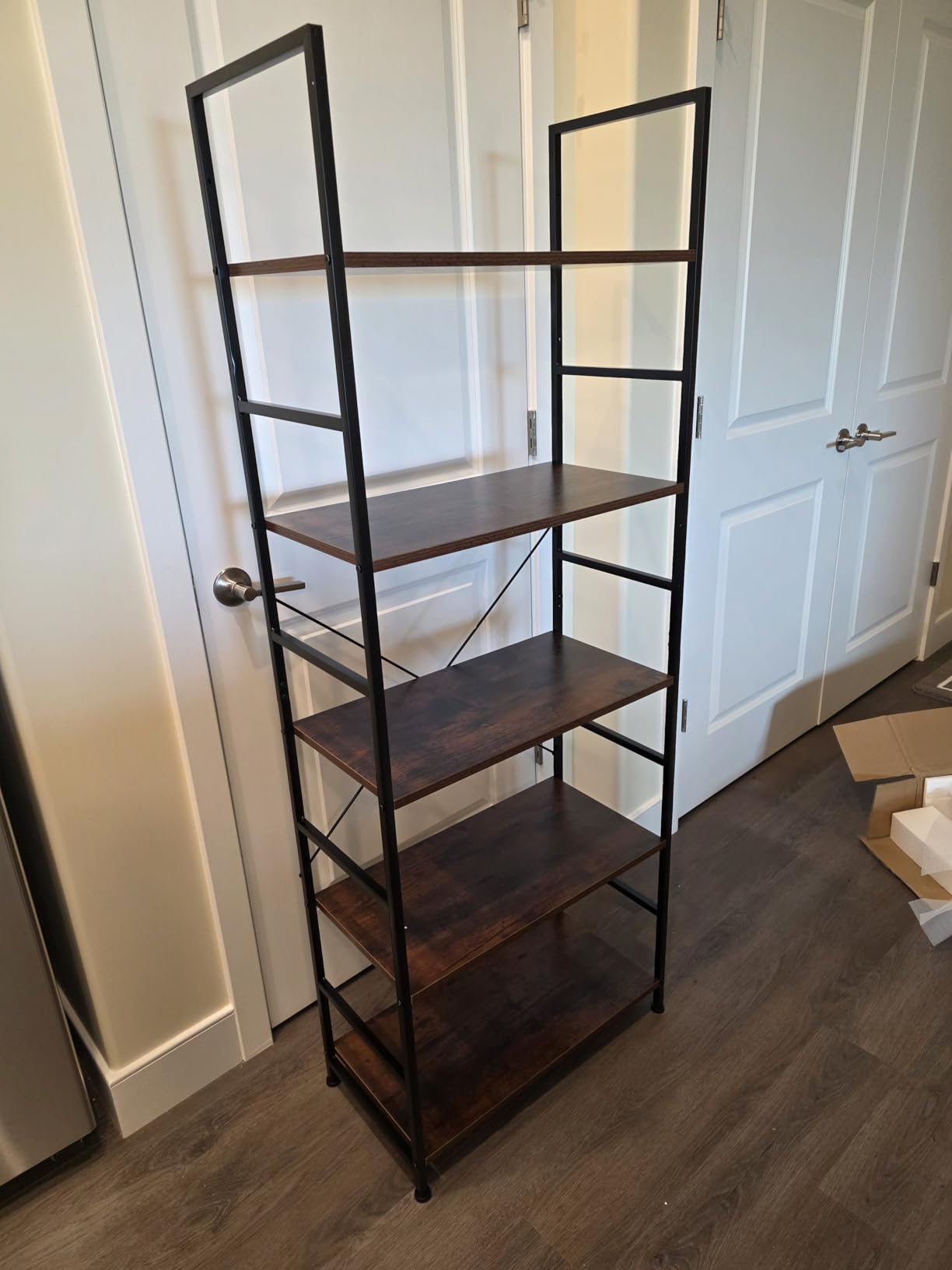 DUMOS 5 Tiers Bookshelf, Classical Modern Book Shelf, Tall Display Shelves, Storage Organizer, Rustic Brown customer photo 1