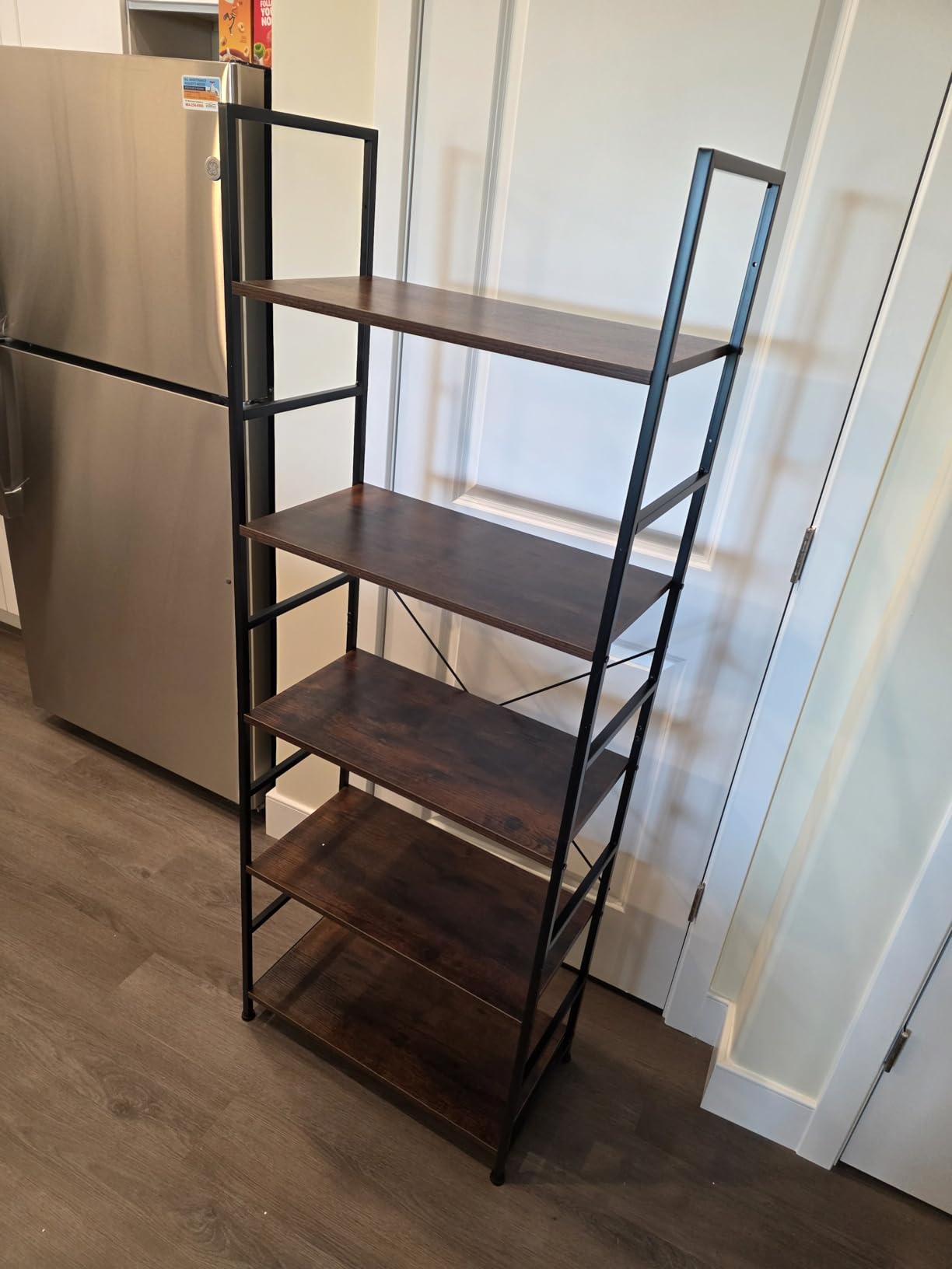 DUMOS 5 Tiers Bookshelf, Classical Modern Book Shelf, Tall Display Shelves, Storage Organizer, Rustic Brown customer photo 2