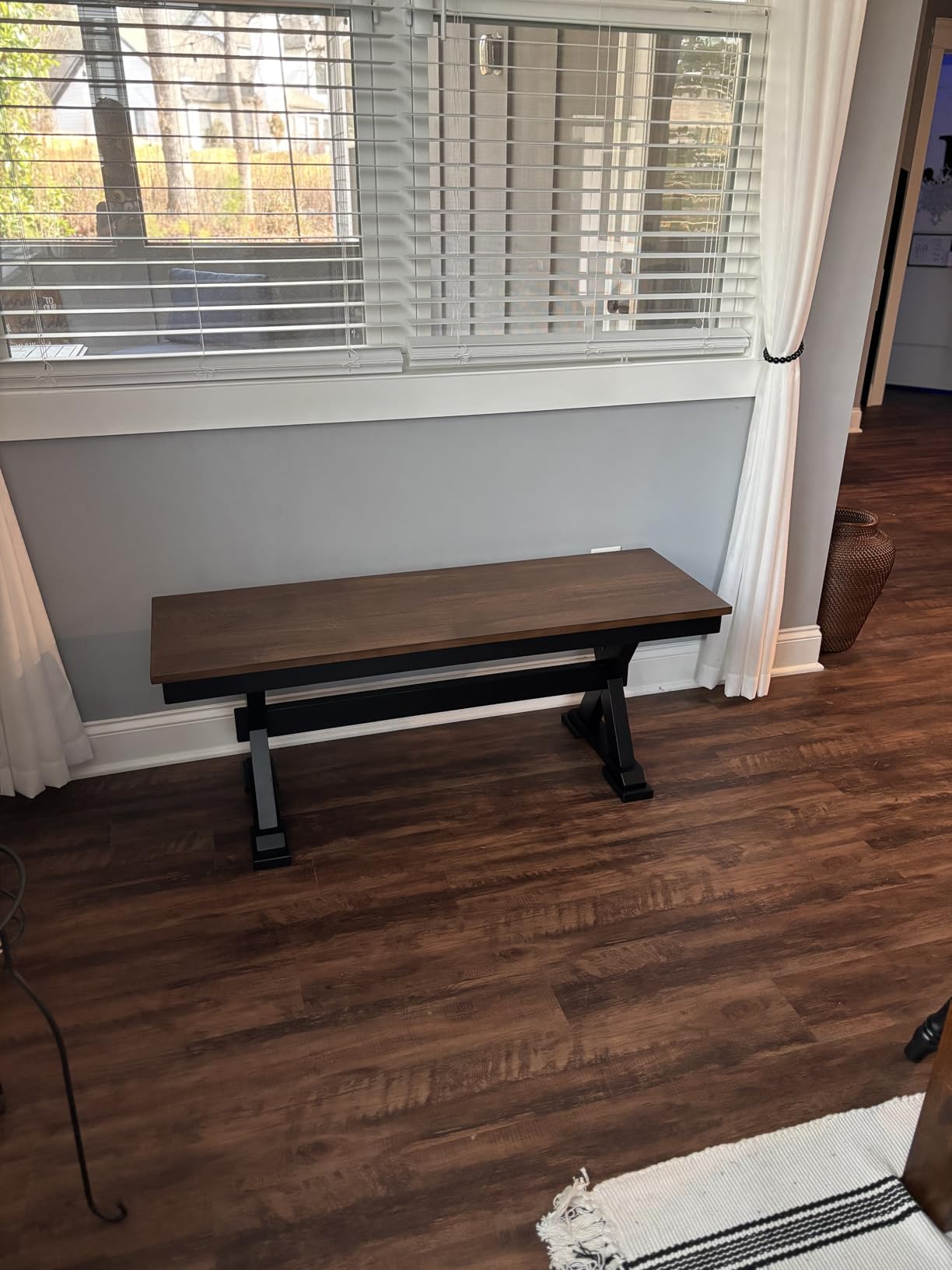 Signature Design by Ashley Wildenauer Dining Bench, 48 Inch Farmhouse Two Tone Wooden Seating, Brown/Black customer photo 2