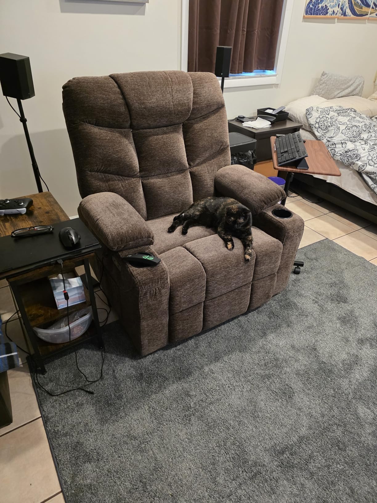 MCombo Oversized Power Lift Recliner Chair with Extended Footrest, Extra Wide for Big and Tall Elderly People, Fabric R7289 (Brown, Medium-Oversize) customer photo 2