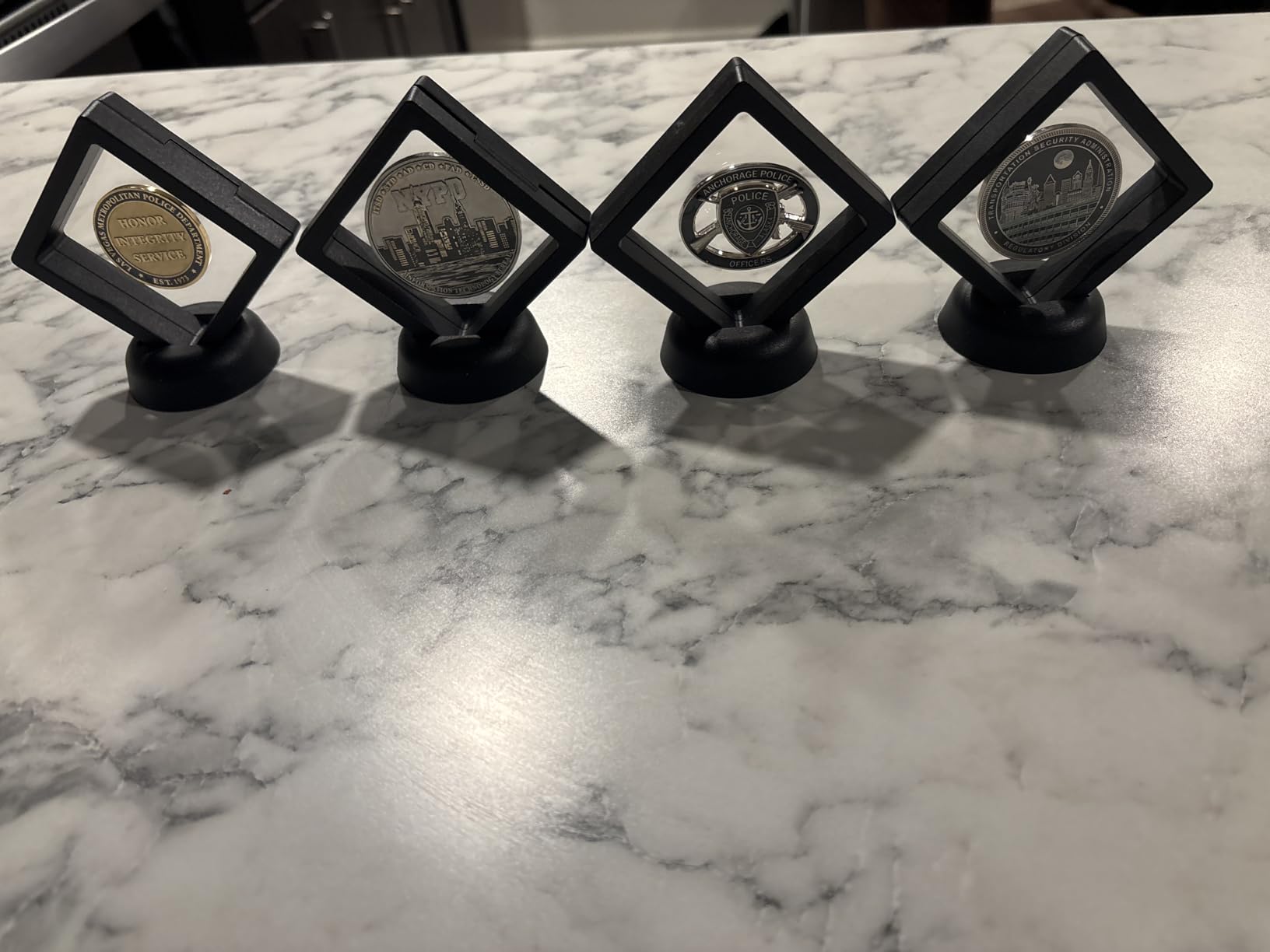10Pcs Coin Holder Challenge Coin Display Stand, Black 3D Floating Display Case for AA Coin Medallions Jewelry Rock Gem Arrowhead Collecting and Display (2.75×2.75×0.8 inches) customer photo 1