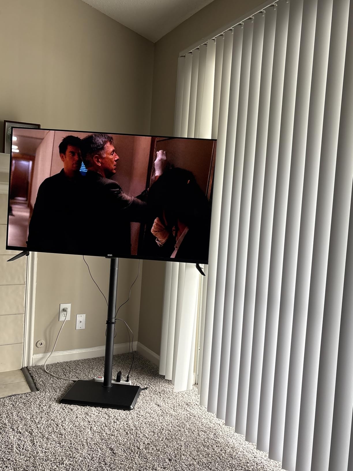 Rfiver Swivel Floor TV Stand with Mount for 32-65 inch TVs up to 88 lbs, Height Adjustable Tall TV Stand with Wood Base, Saving Space Design for Bedroom, Living Room and Corner, Max VESA 400x400mm customer photo 2