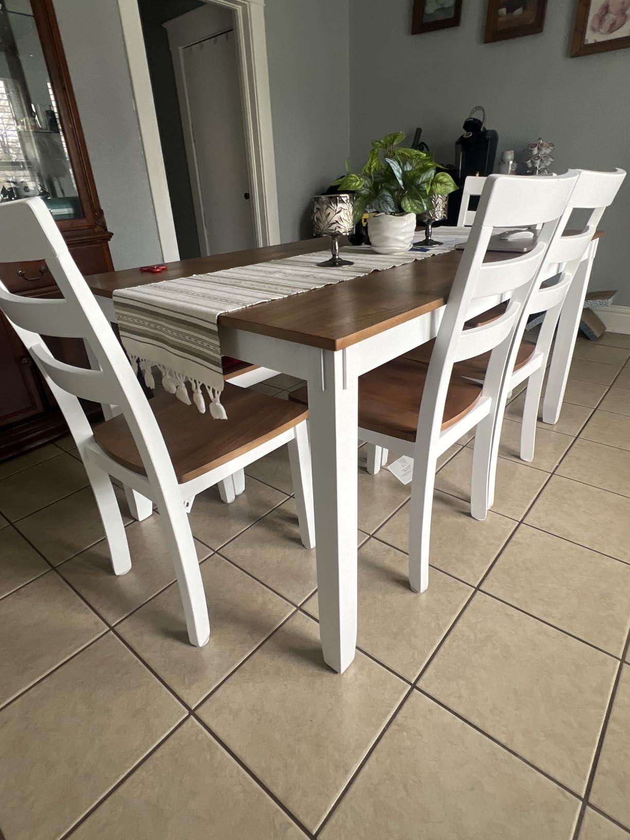 Signature Design by Ashley Gesthaven Casual Dining Table, Bench and 4 Ladderback Chairs, Seats 6, Wood, 36