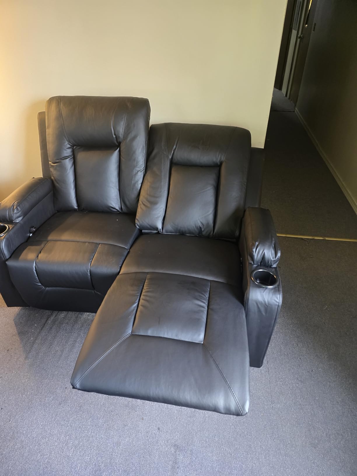 COMHOMA Living Room Furniture Set, Faux Leather Manual Recliner Sofa Sets with Cup Holders, Reclining Couch, Loveseat and Armchair, Black customer photo 1