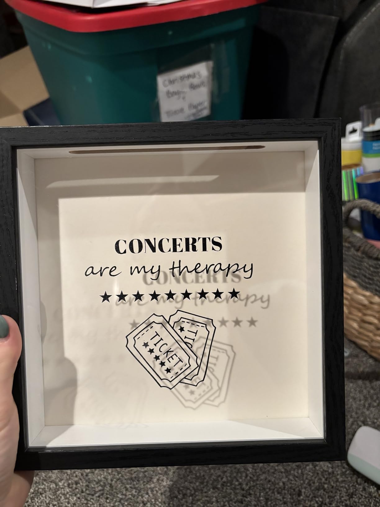 Upgraded 8x10 Shadow Box Display Frame with Top Slot, MDF and Acrylic Panel, Case for DIY 3D Travel Memorabilia Crafts Tickets Pictures Dry Flowers Awards Medals Shells Piggy Bank, White customer photo 1