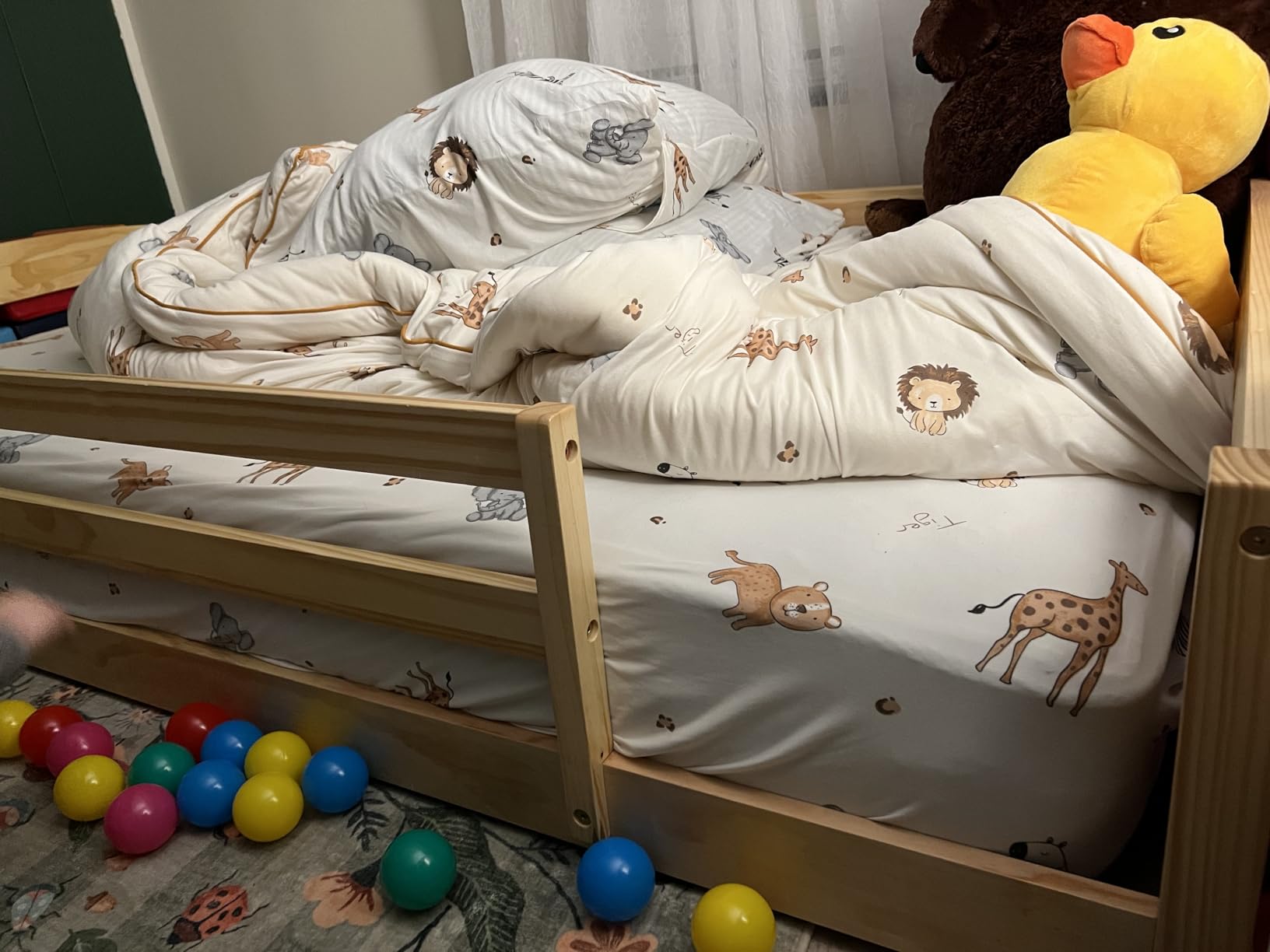 Ocodile Twin Floor Bed with Safety Guardrails for Kids, Montessori Inspired with Rails and 2 Openings, Twin Size Bed Frame for Girls and Boys - Gray customer photo 1