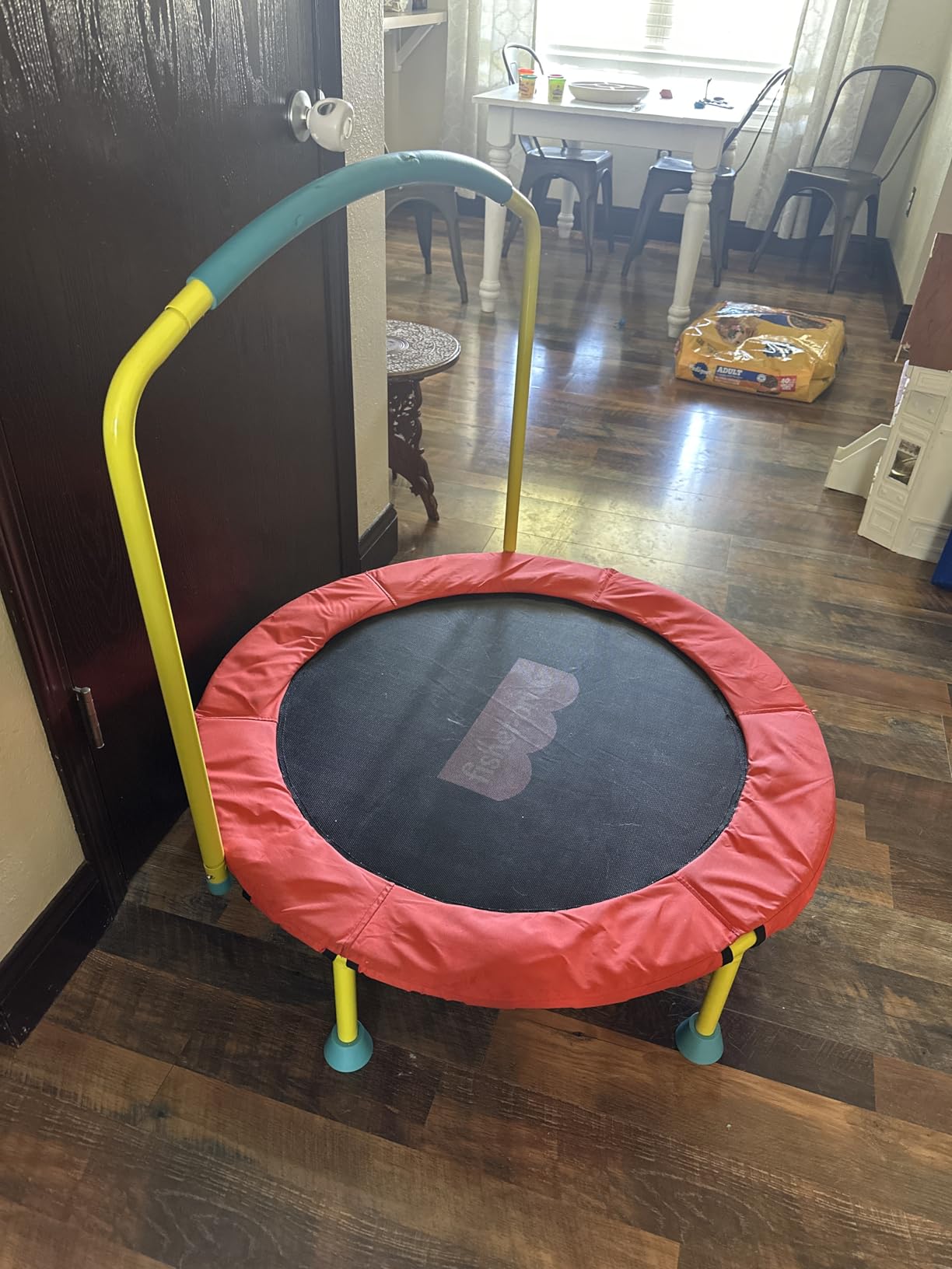 Fisher-Price 3-Foot Mini Trampoline, WonderJump 36-Inch Round Indoor Toddler Kids Trampoline with Stabilizing Handlebar customer photo 2