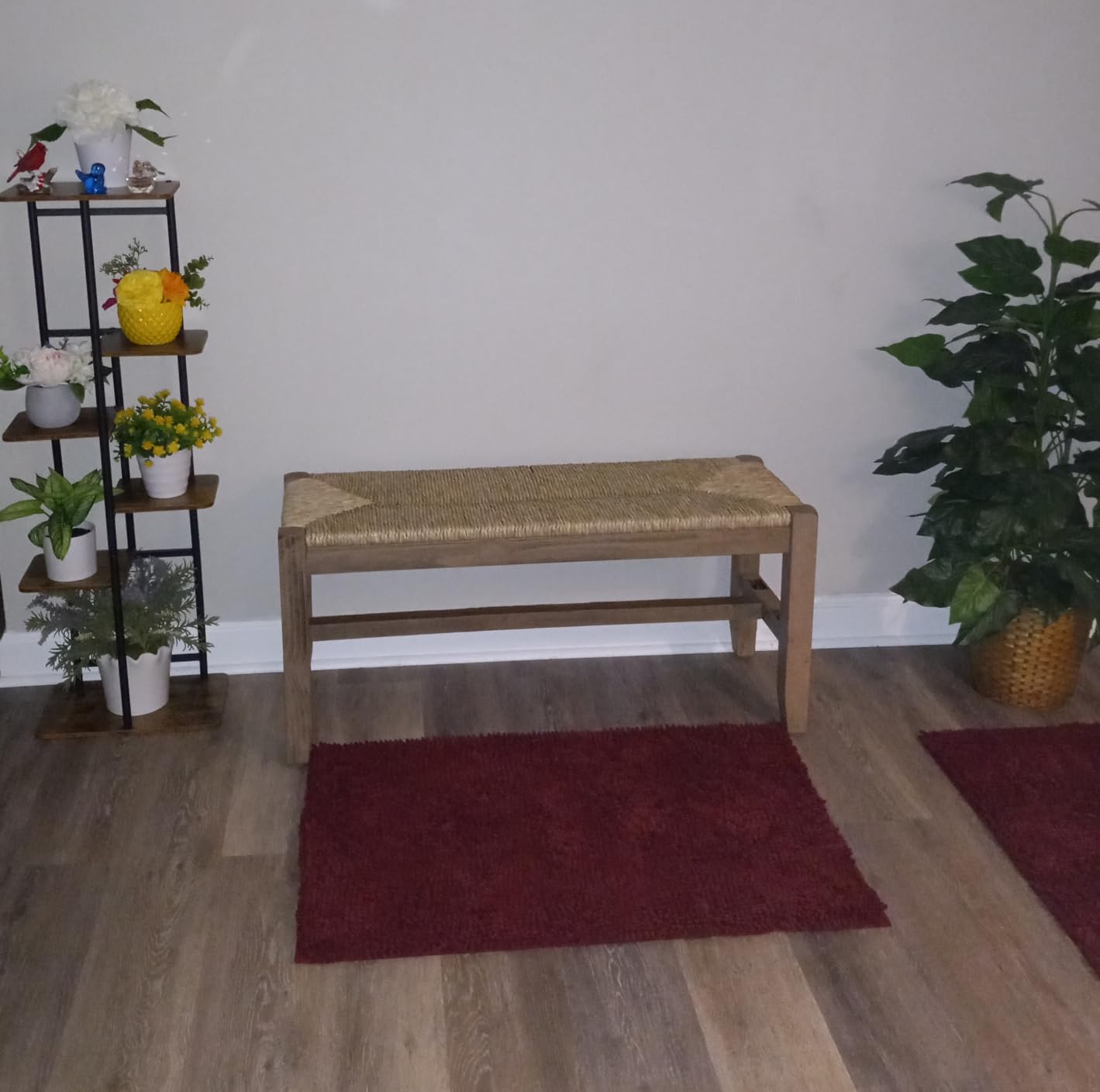 Alaterre Furniture Newport 40 Inch Solid Wood Entryway Bench, Modern Farmhouse with Handcrafted Woven Rope Seat, White customer photo 1