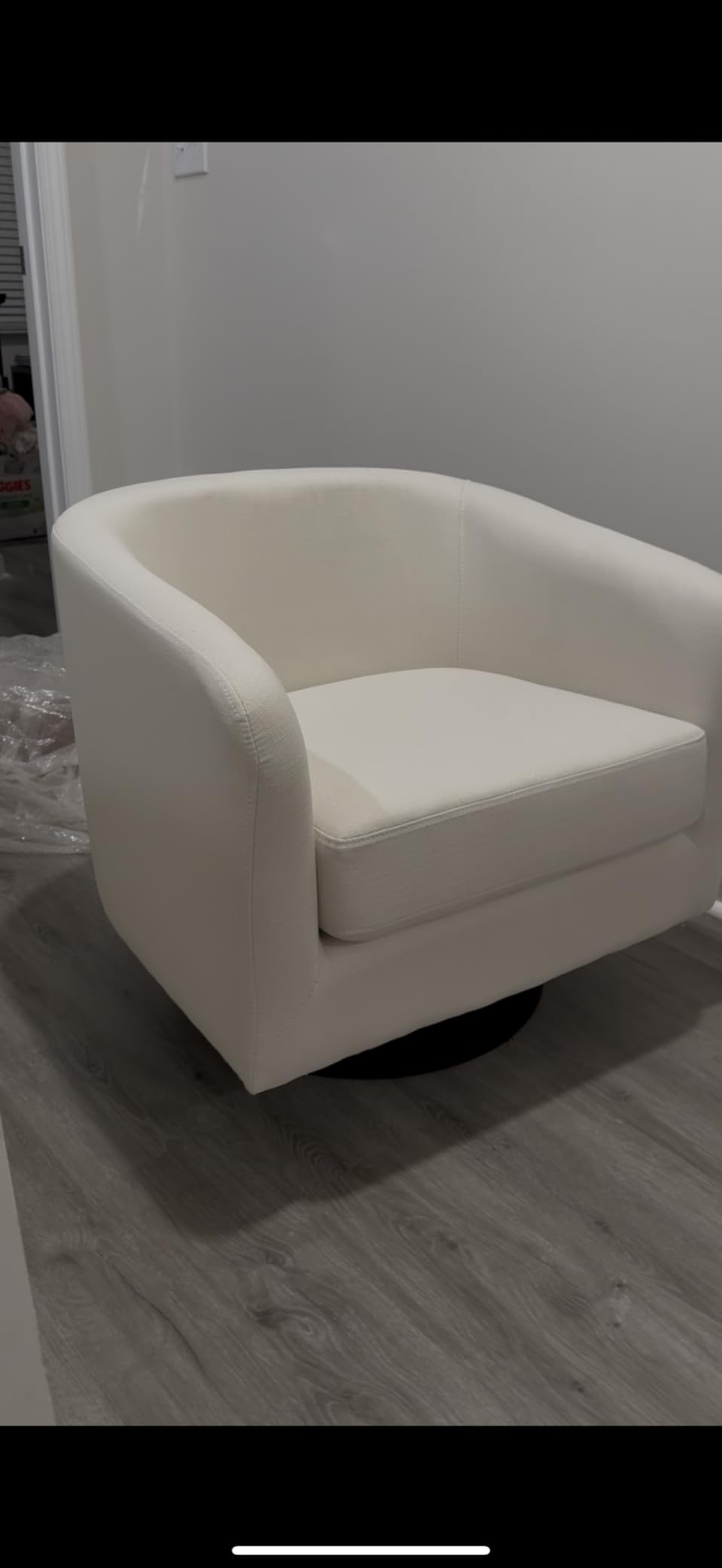 360 Swivel Barrel Accent Chair Upholstered Armchair, Modern Round Club Arm Chair Living Room Single Sofa Seating Bedroom Side Reading Seat in Fabric, Flax Khaki customer photo 1