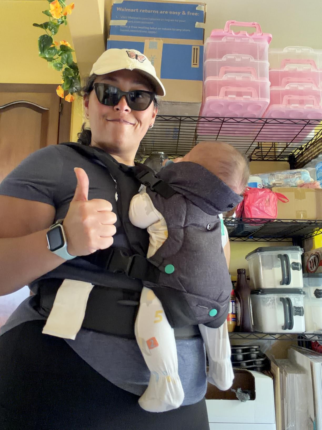 Infantino Flip 4-in-1 Convertible Baby Carrier, Adjustable, Ergonomic Hands Free Babywearing, Registry Essential, Carrier for Newborn to Toddler, Floral Navy customer photo 1