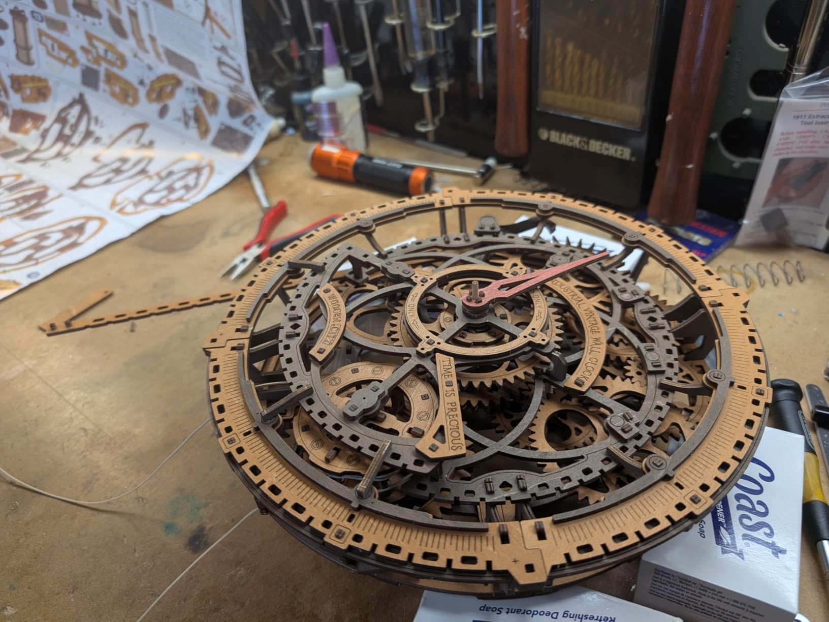WOODEN.CITY Steampunk 3D Puzzle Clock - DIY Mechanical Wall Clock Kit for Adults - Unique Engineering Gift and Vintage Decor - 3D Wooden Puzzles for Adults customer photo 2