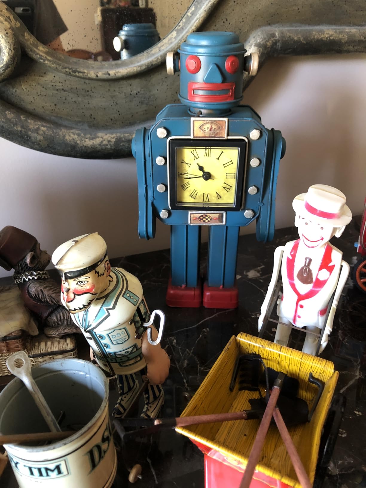 Robot Automatons Vintage Clock Bot Craft Cartoon Droid Model for Desktop Home Bedroom Office Robot Collection Boys Man Steampunk Festival Surprise Presents customer photo 1