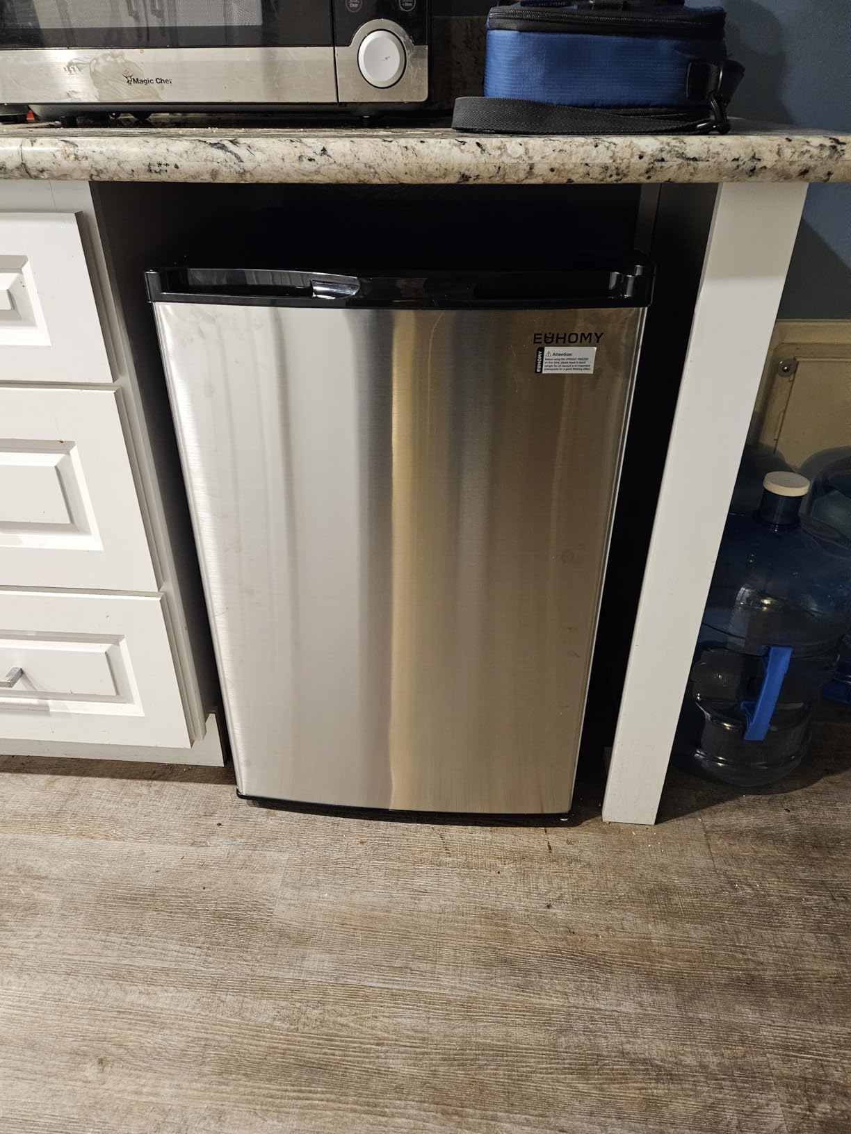 EUHOMY 2.1 Cubic Feet Freezer, Single Door Compact Mini Freezer with Reversible Stainless Steel Door, Removable Shelves, Small freezer for Home/Dorms/Apartment/Office, New Silver customer photo 1