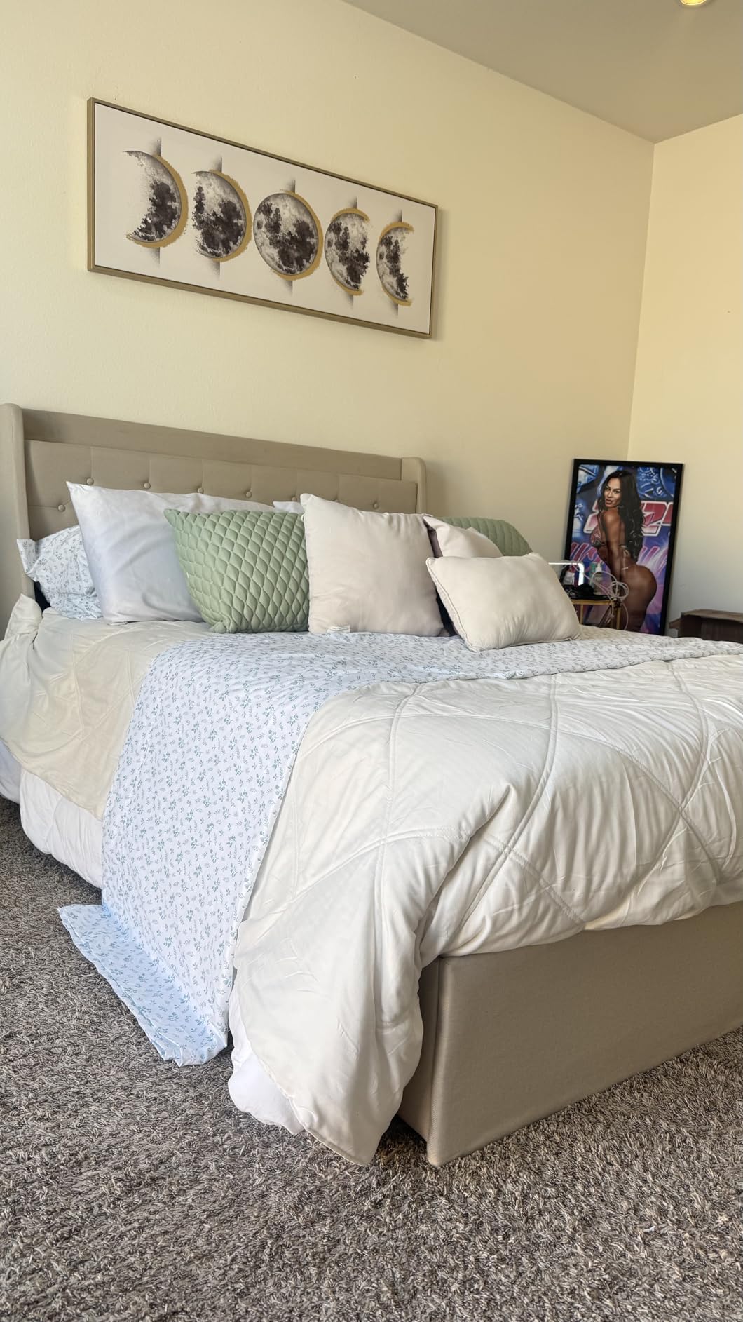 Feonase Upholstered Queen Size Bed Frame with 4 Storage Drawers, Storage Bed with Charging Station, Large Wingback Headboard, No Box Spring Needed, Black customer photo 1