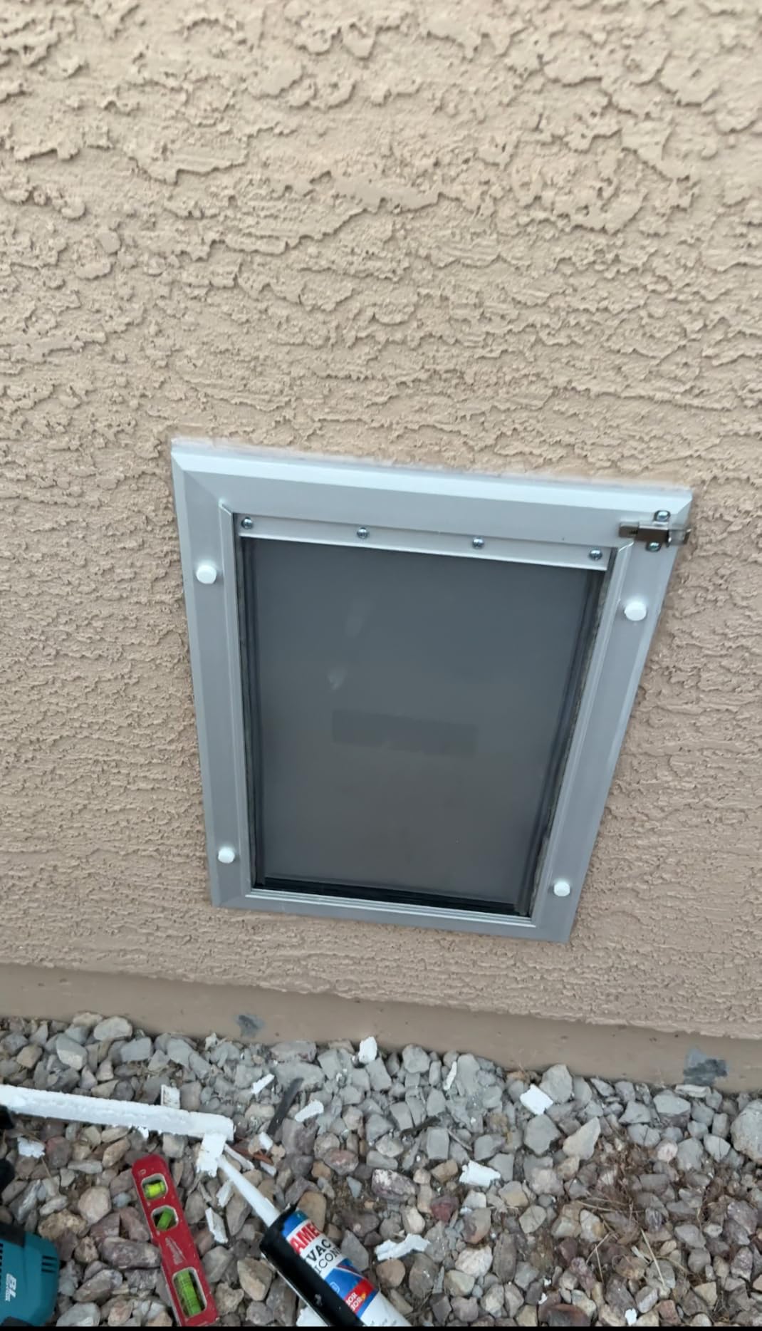 Petoasis 3-Flaps Heavy-Duty Dog Door for Wall, Rust Proof Aluminum Alloy Frame, Extreme Weather Dog Door Can Block Wind, Snow, and Rainwater Intrusion (Silvery White, Large for Wall) customer photo 1