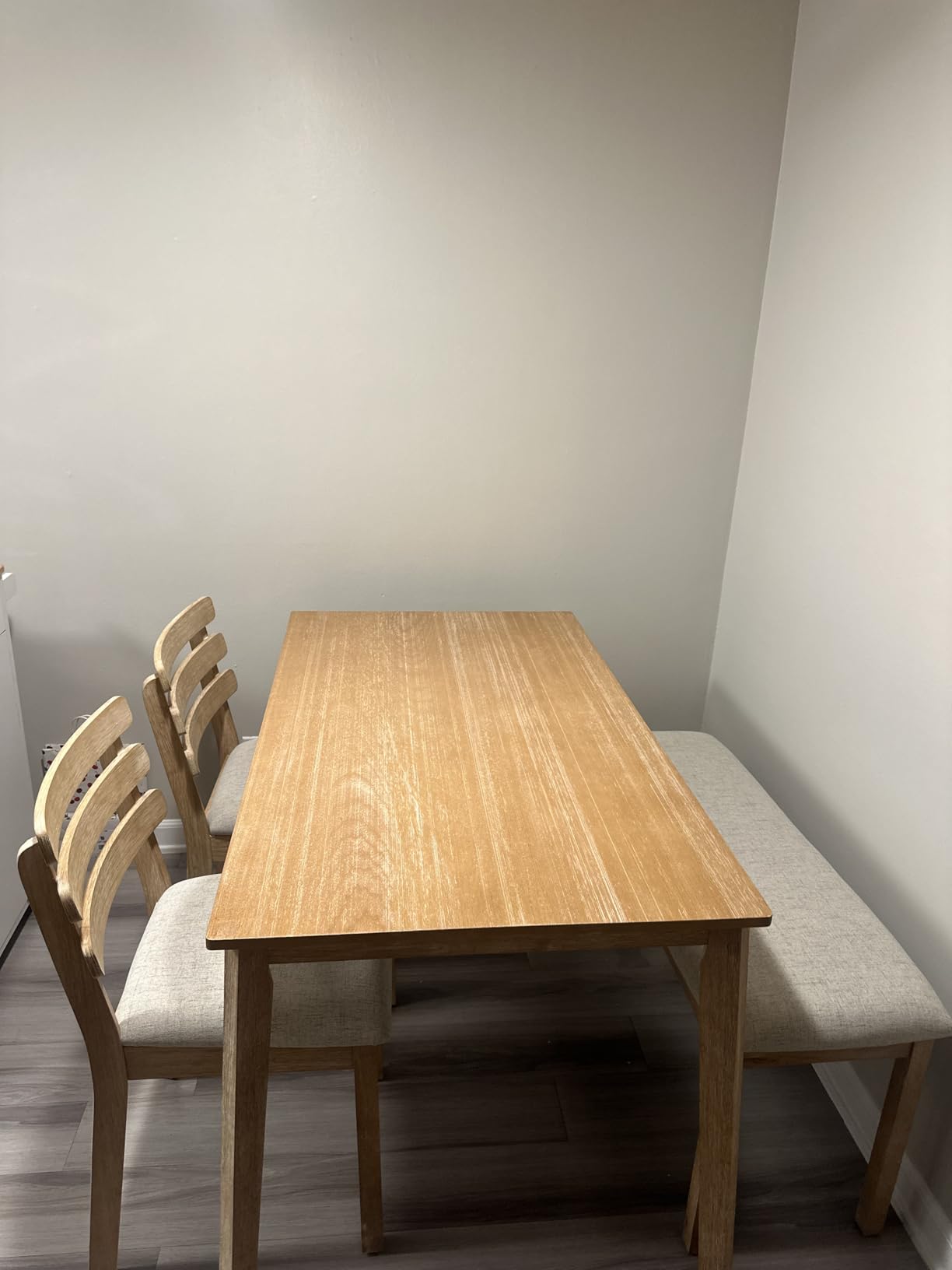 SIMTONAL Modern Dining Table Set for 6, Wooden Farmhouse Dining Room Table and Solid Wood Chairs, 7-Piece Dining Set for Home, Kitchen, Dining Room, 6 Upholstered Chairs, Solid Wood Legs customer photo 1