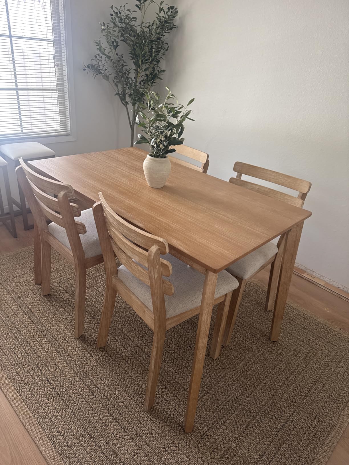 SIMTONAL Modern Dining Table Set for 6, Wooden Farmhouse Dining Room Table and Solid Wood Chairs, 7-Piece Dining Set for Home, Kitchen, Dining Room, 6 Upholstered Chairs, Solid Wood Legs customer photo 2