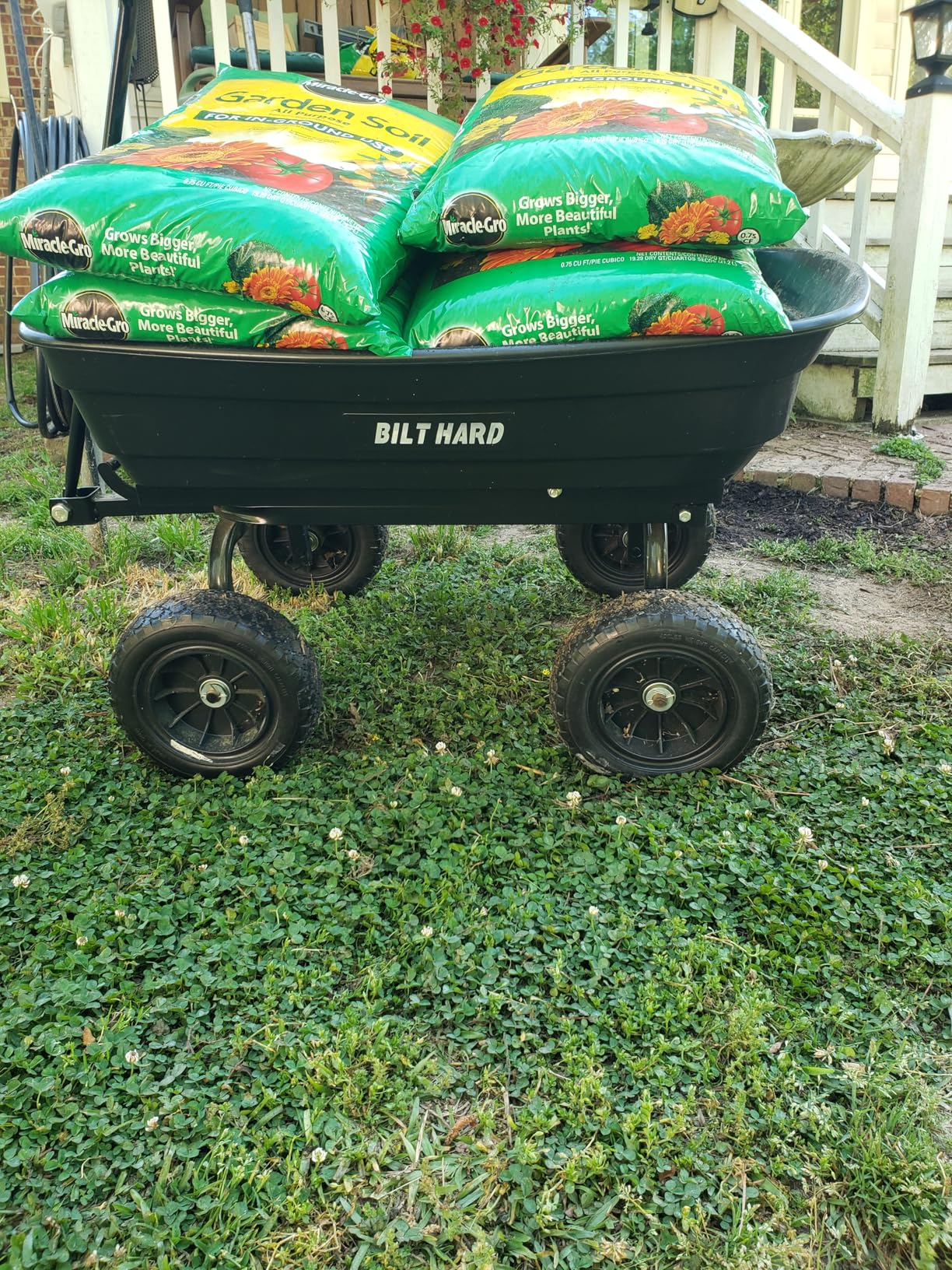 BILT HARD Poly Garden Dump Cart 1200 lbs with No Flat Tires, Quick Release, 2-in-1 Convertible Handle, 7 Cu Ft Dump Wagon Heavy Duty customer photo 2