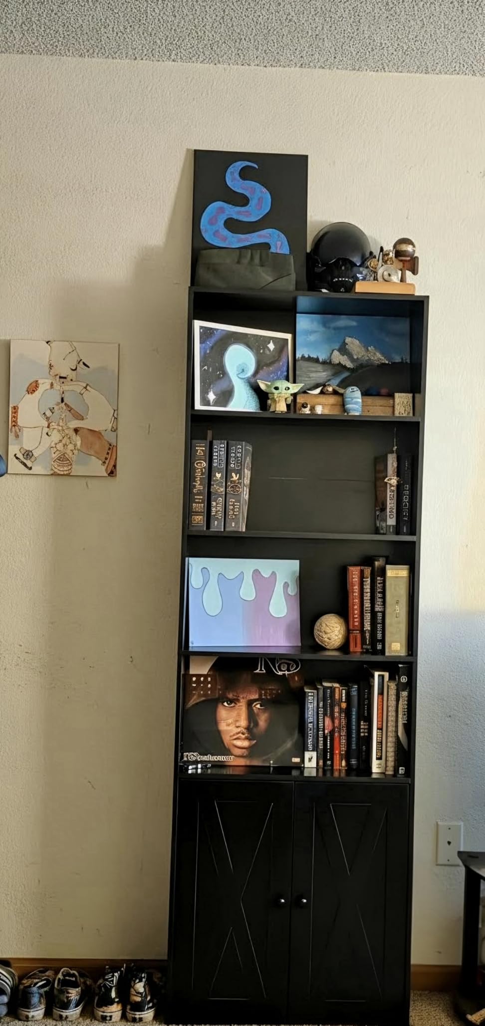 Shintenchi Bookshelf, Industrial Bookshelves and Bookcases with Doors Floor Standing 6 Shelf Display Storage Shelves 70.9 inches Tall Bookcase customer photo 1