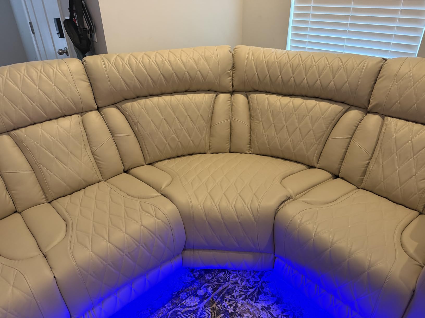 Breathing Leather Reclining Sofa Set, Power Recliner Sectional Couch with LED Light, Modern Living Room Furniture Set with USB Port/Storage, Brown customer photo 2