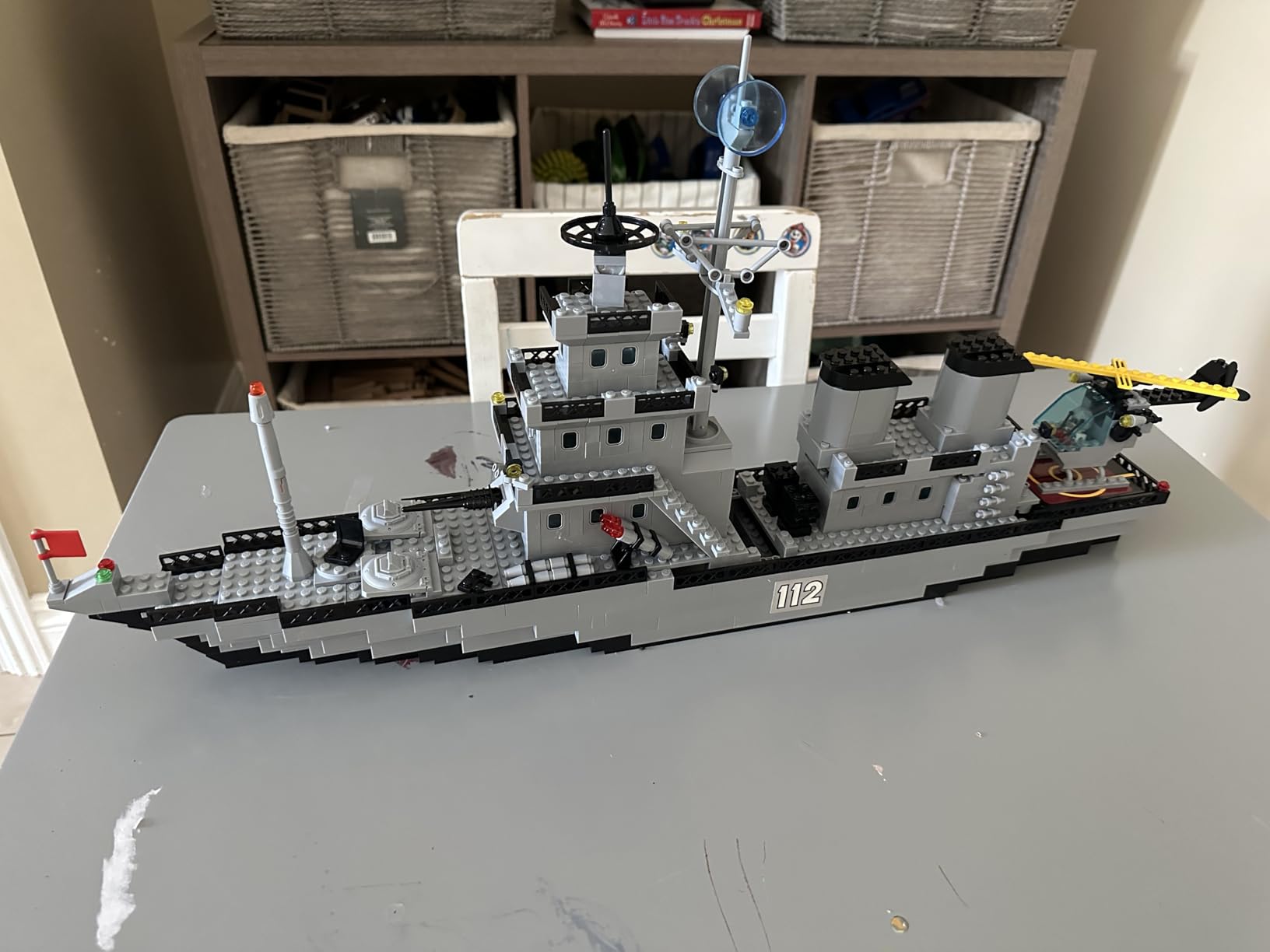 Aircraft Carrier WW2 Military Battleship Building Block Set, Large-Sized Cruiser Toy, Military Battle Ship with Helicopter and City Lifeboat, Compatible with Lego Sets for Adults (1514pcs) customer photo 1