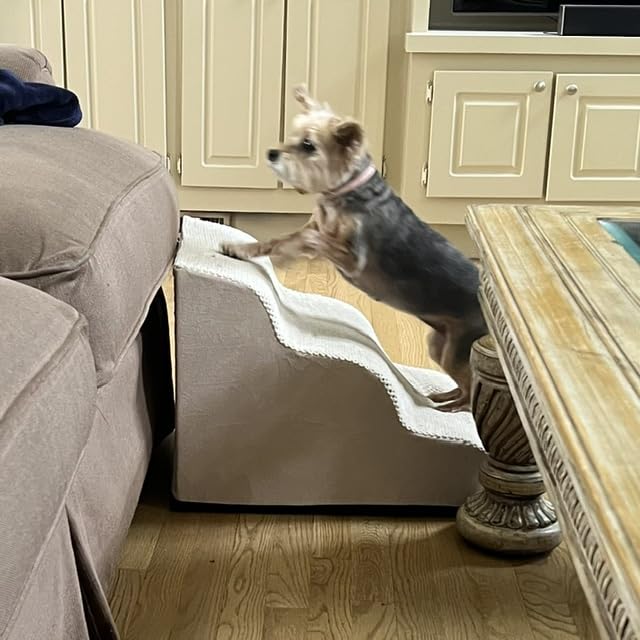 Aodisman Dog Stairs for Small Dogs,3 Step Dog Ramp for Couch and Bed,Pet Stairs with Non-Slip Bottom for Old Cats,Indoor Pet Steps,Comfort,Durable,15.4