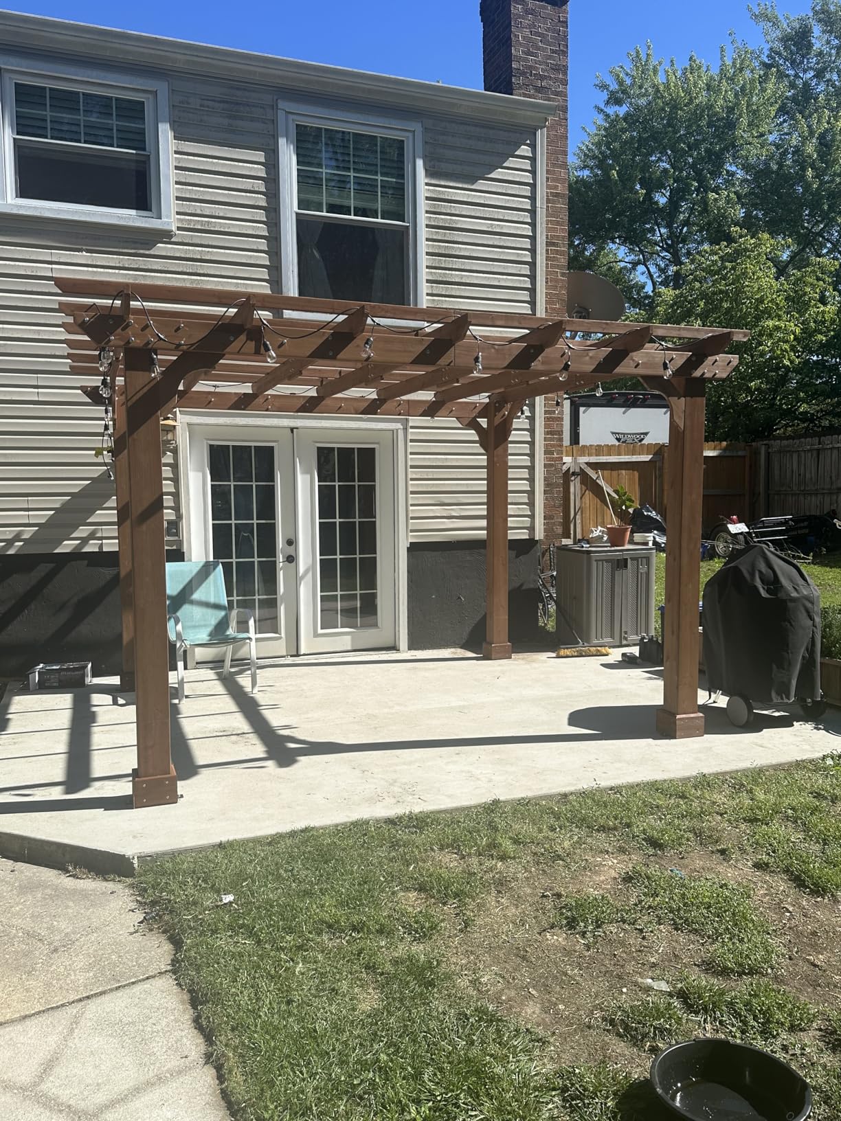 BlueWish 12' x 14' Cedar Wood Patio Pergola with Slatted Trellis Roof, Outdoor Pergola Backyard Gazebo with Solid Structure for Deck Yard Grill Party Garden customer photo 1