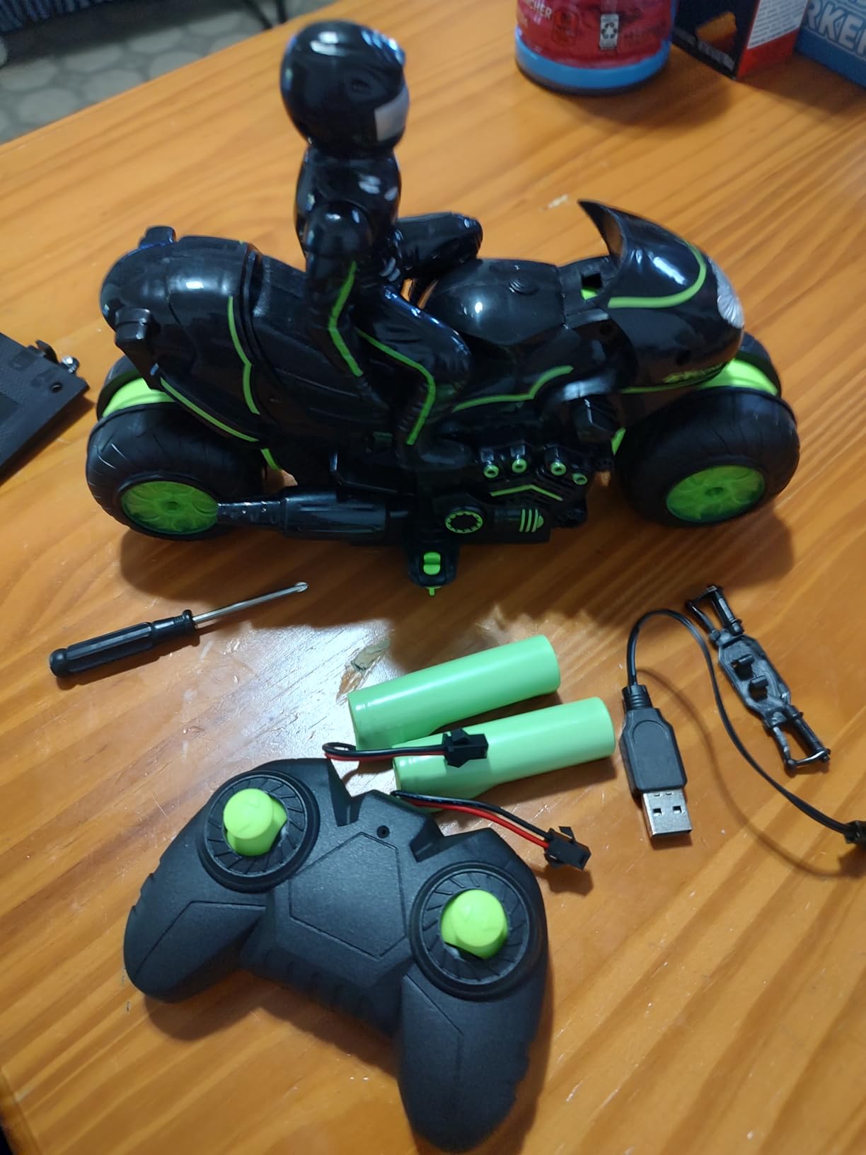 Remote Control Motorcycle for Boys 4-7, 2026 New RC Dirt Bike Toys with RGB Color-Changing Wheels & Exclusive Sideways Glide, 2.4GHz RC Stunt Motorbike Gift for Kids 5-12 customer photo 2