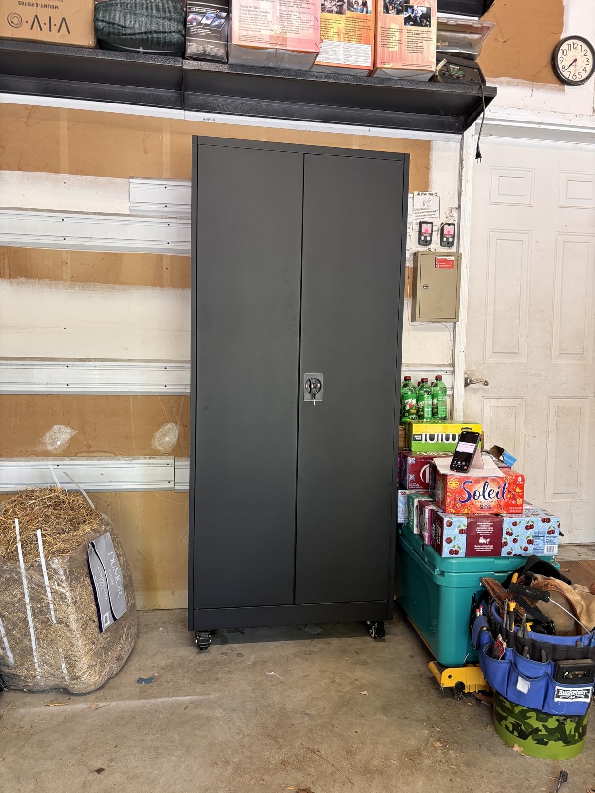 Letaya Metal Garage Storage Cabinets with Wheels, Steel Tool Cabinets Lock Door and Adjustable Shelves for Home,Office,Warehouse (Black, 75