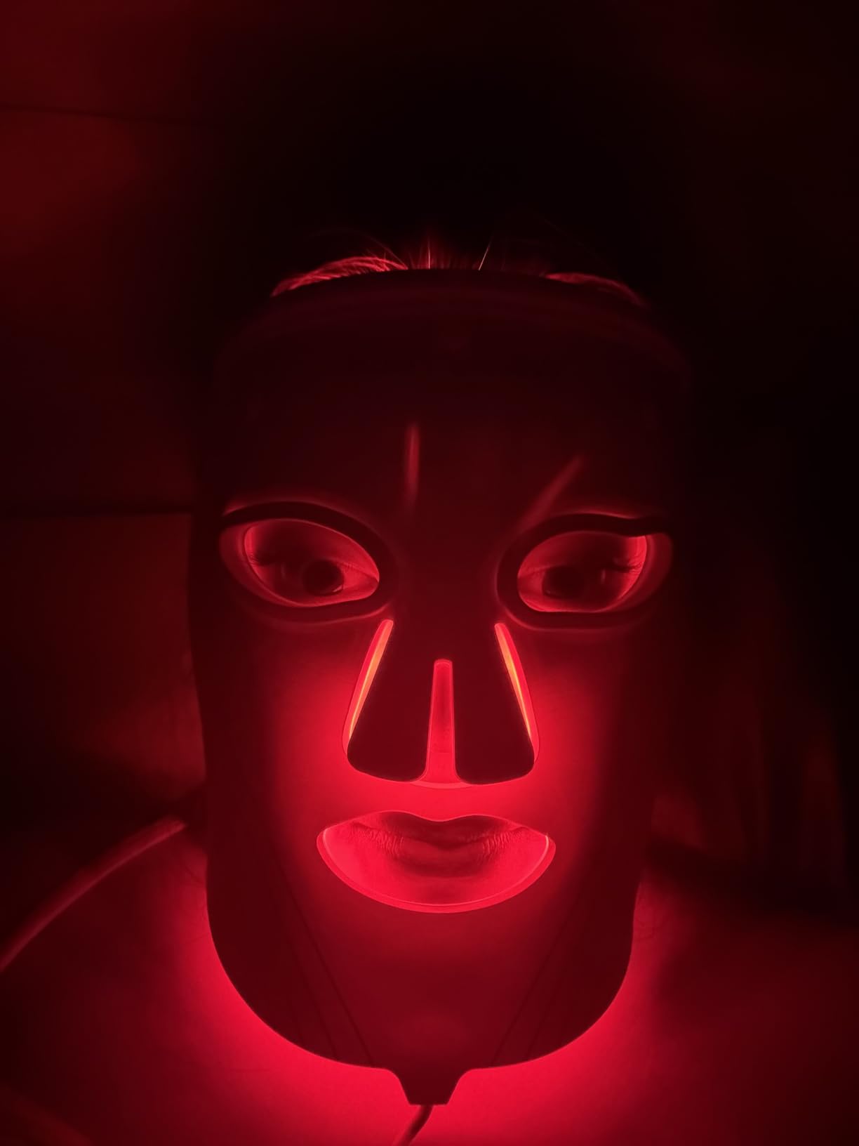 wavytalk Red Light Therapy Mask for Face, Glow Time LED Face Mask Light Therapy for Anti-Fine Line, Acne, Skin Rejuvenation with Red, Near-Infrared Light, Blue and Amber Light Therapy (White) customer photo 1