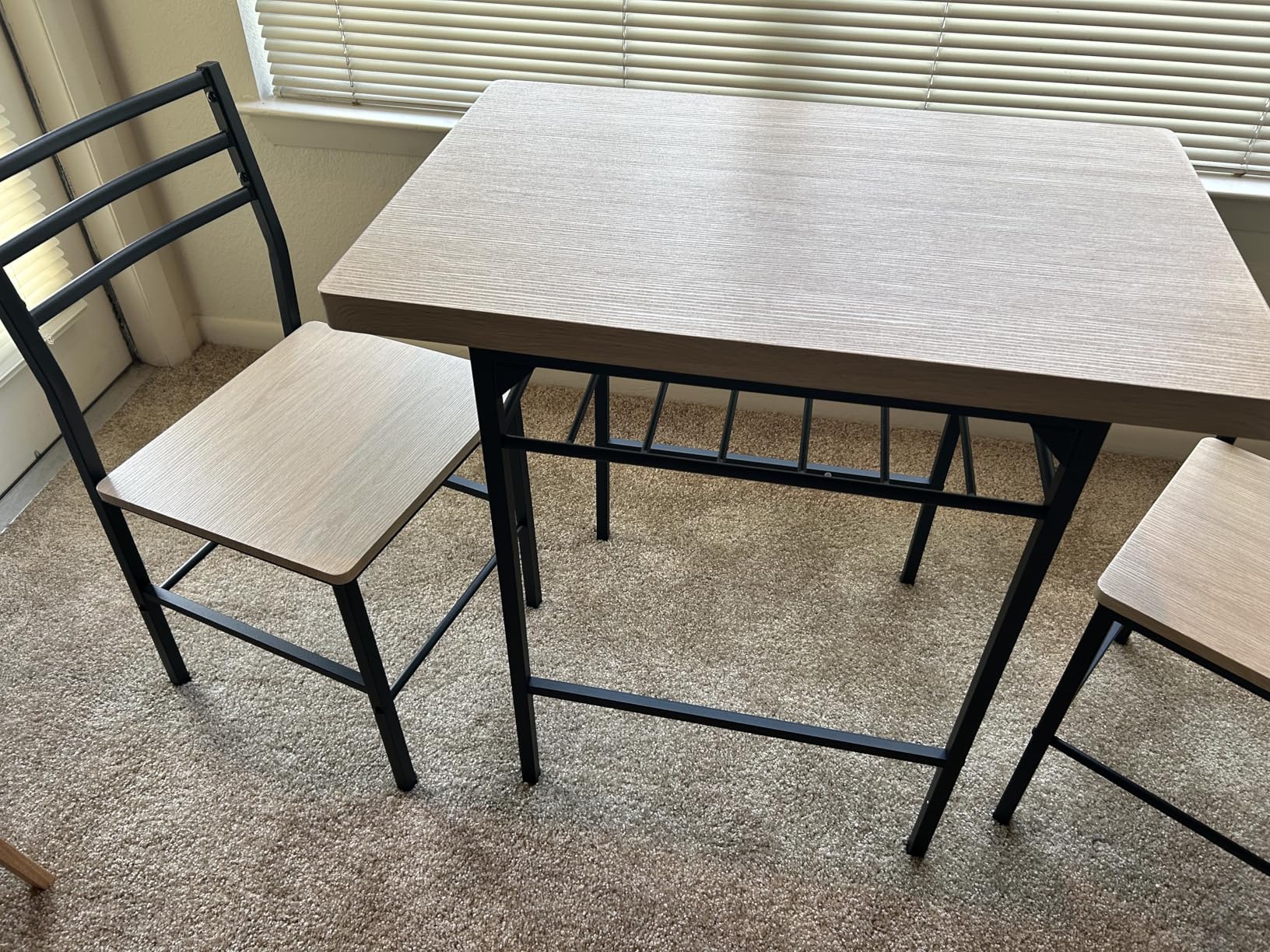 Best Choice Products 3-Piece Modern Dining Set, Space Saving Dinette for Kitchen, Dining Room, Small Space w/Steel Frame, Built-in Storage Rack - Natural/Black customer photo 2