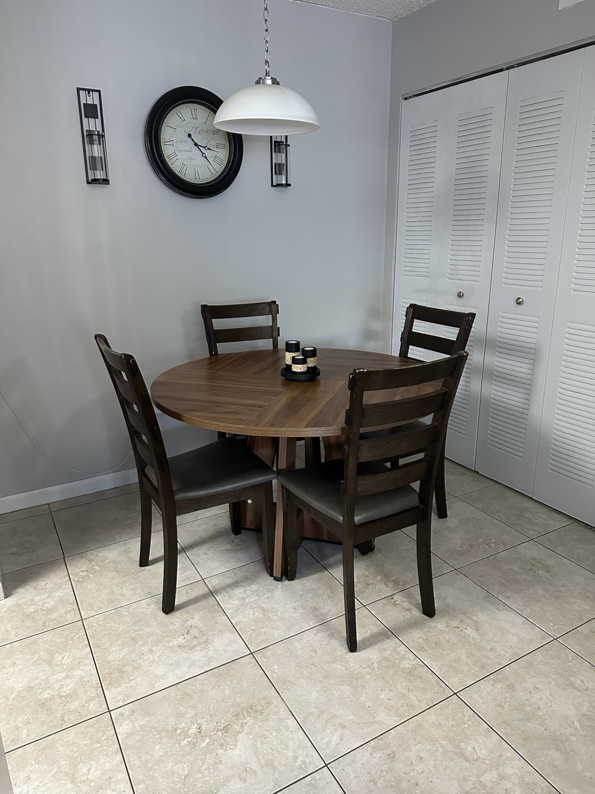 LITTLE TREE Round Dining Table for 4-6 People, 47 Inches Dining Room Table with Wooden Pedestal Base, Circle Kitchen Tables for Dining Room, Kitchen, Living Room, Oak customer photo 2