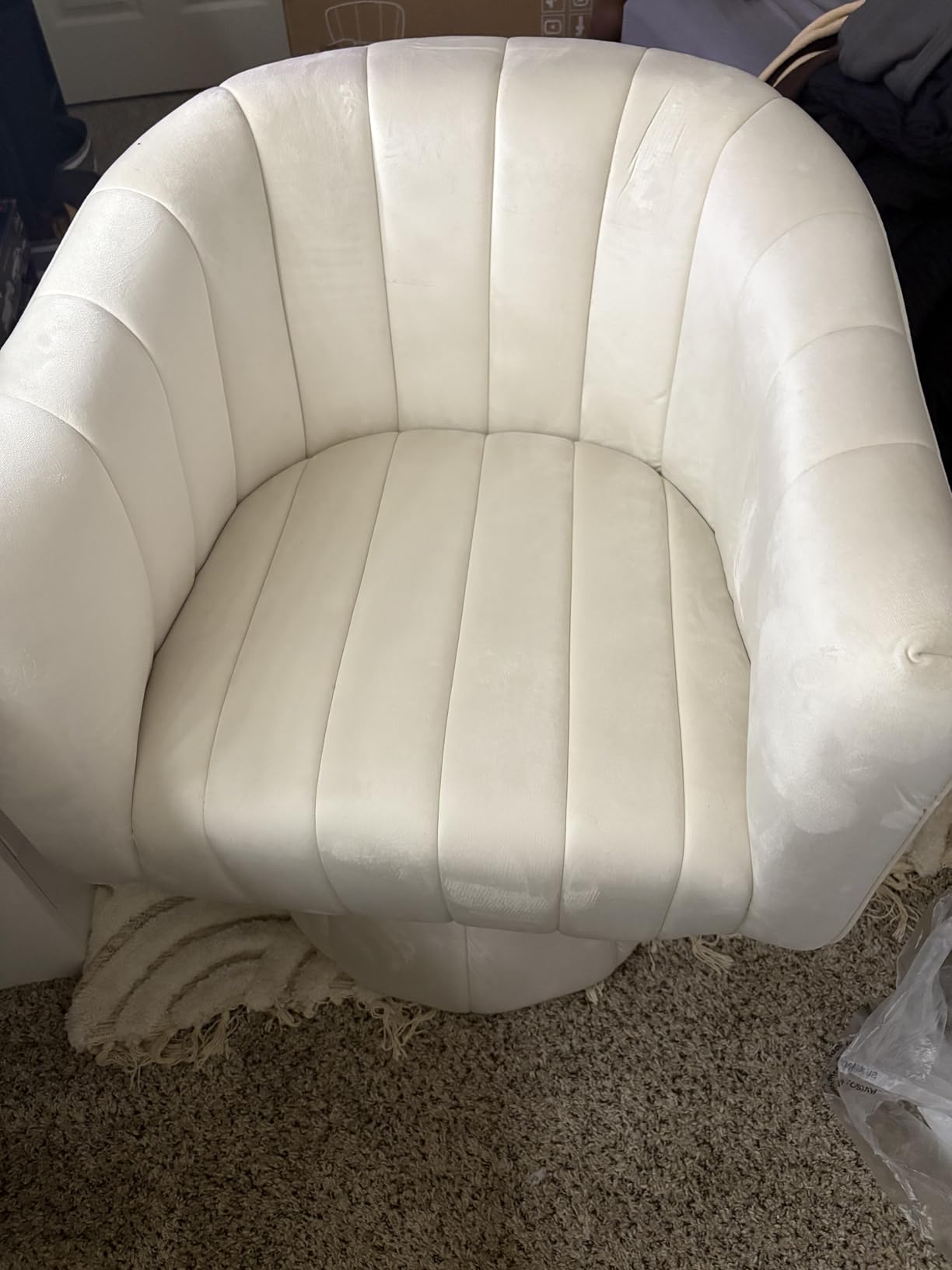 YSICK Swivel Accent Chair, 360° Swivel Barrel Chairs, Mid-Century Chair with Wide Upholstered, Modern Velvet Fabric, Round Armchair for Living Room, Lounge, Bedroom customer photo 2