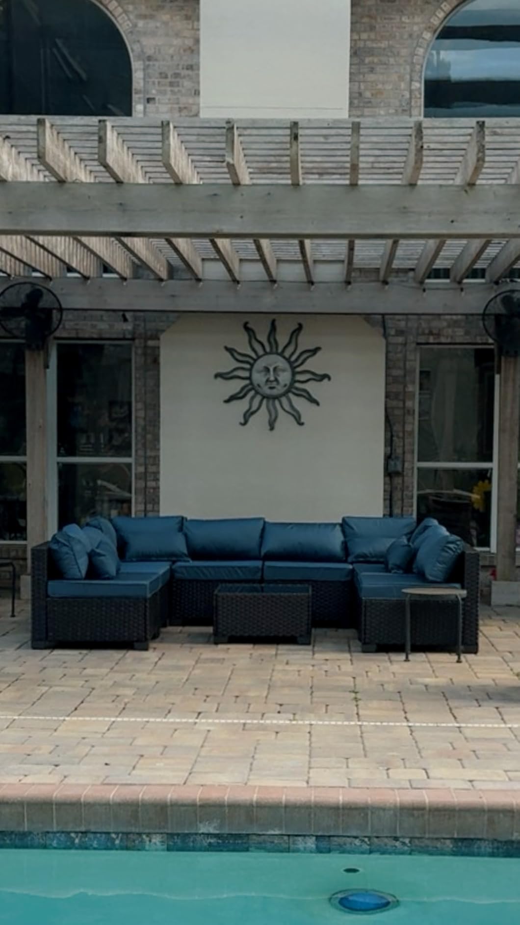 Rattaner 9 Pieces Outdoor Sectional All-Weather Wicker Patio Furniture Set with Glass Patio Table, Non-Slip Cushions and Waterproof Covers, Khaki customer photo 2