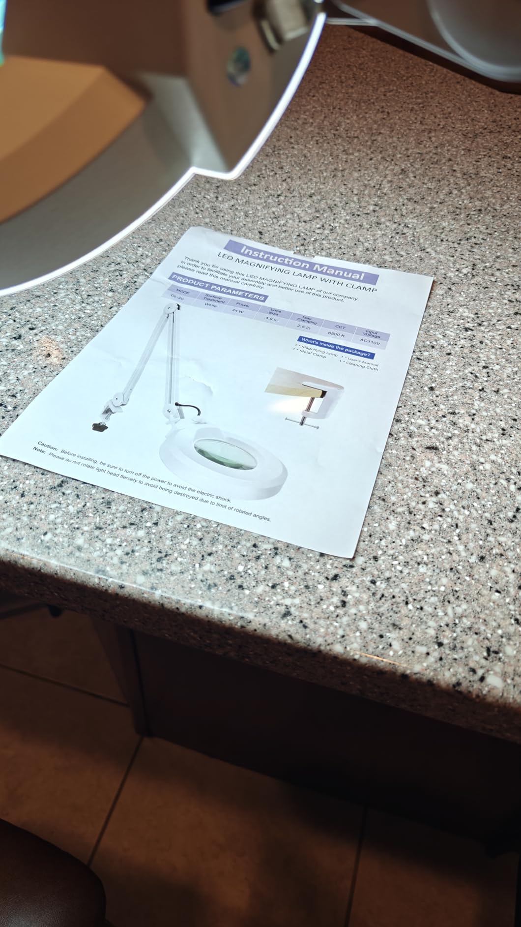 12X Super Bright 2,200 Lumens Magnifying Glass with Light and Stand, Floor Lamp with 5 Wheels Rolling Base for Lash Estheticians, Stepless Dimmable, LED Lighted Magnifier for Sewing Crafts - White customer photo 2